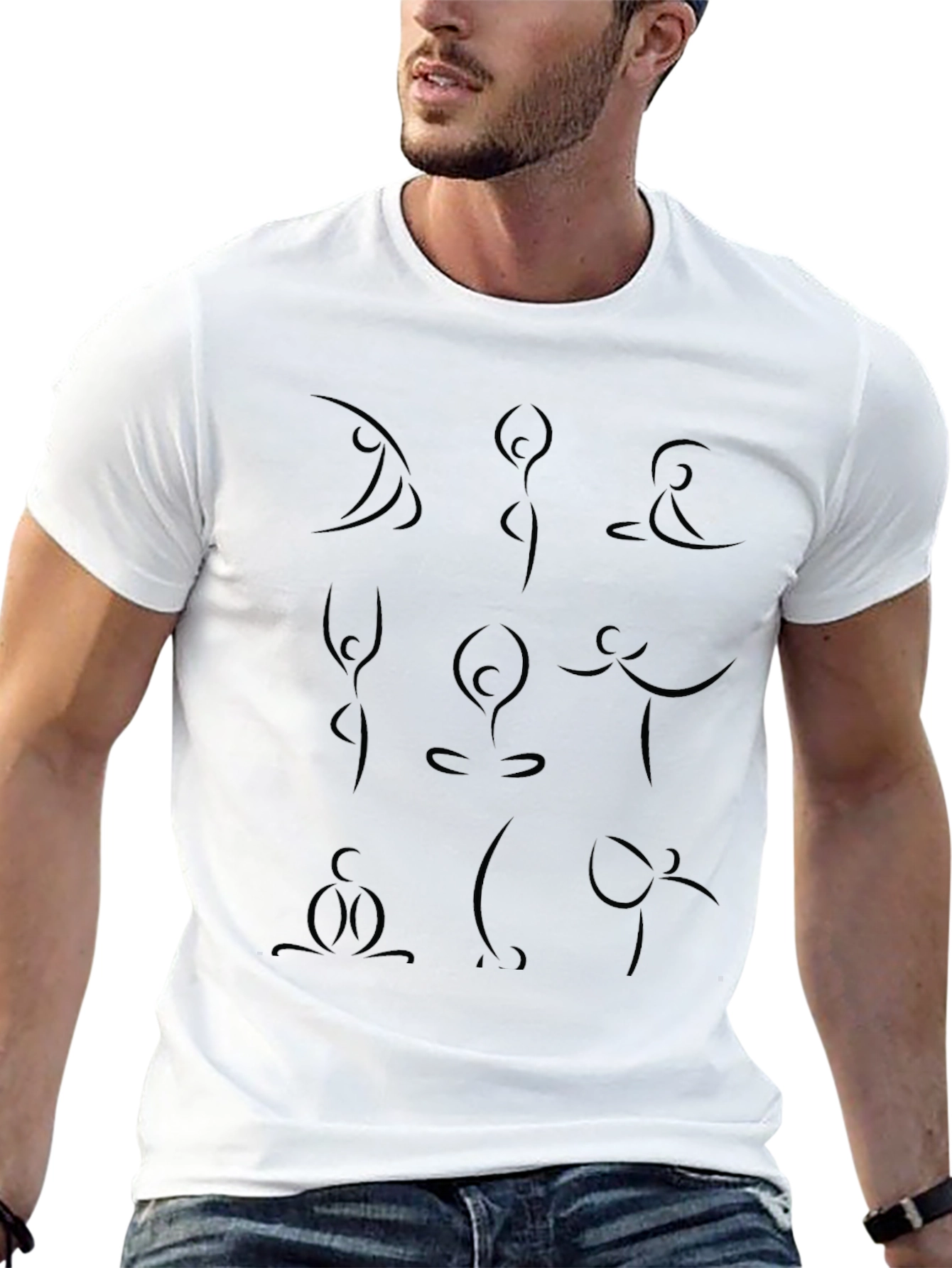 Yoga Pose Silhouette Graphic Black T-Shirt