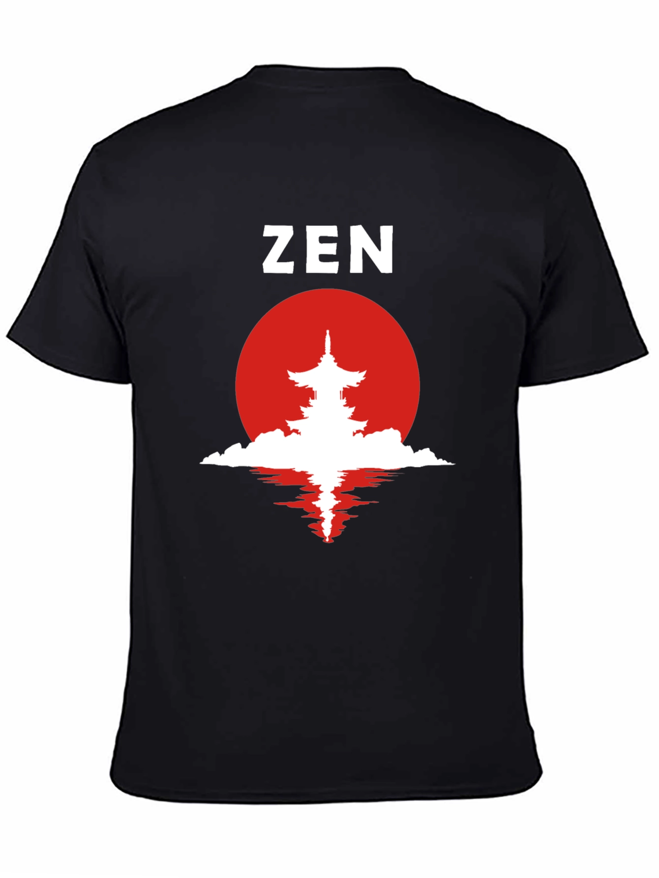 Zen Pagoda Graphic Tee - Black Cotton T-Shirt