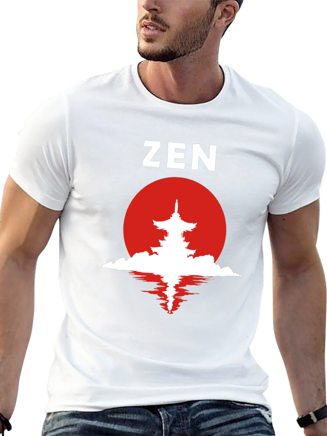 Zen Pagoda Graphic Tee - Black Cotton T-Shirt