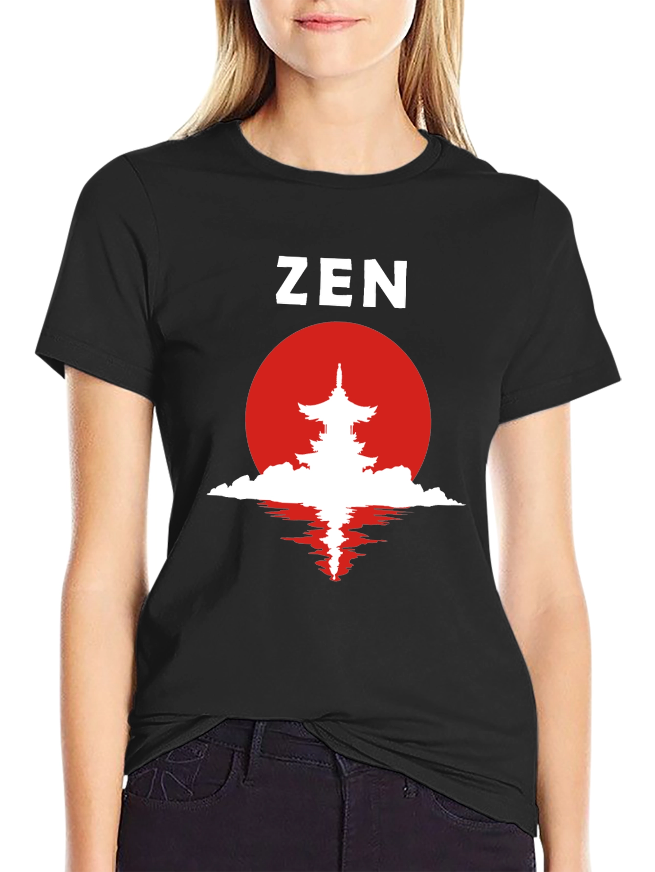Zen Pagoda Graphic Tee - Black Cotton T-Shirt