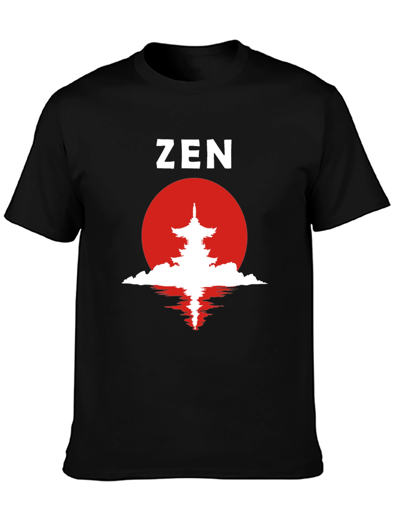 Zen Pagoda Graphic Tee - Black Cotton T-Shirt