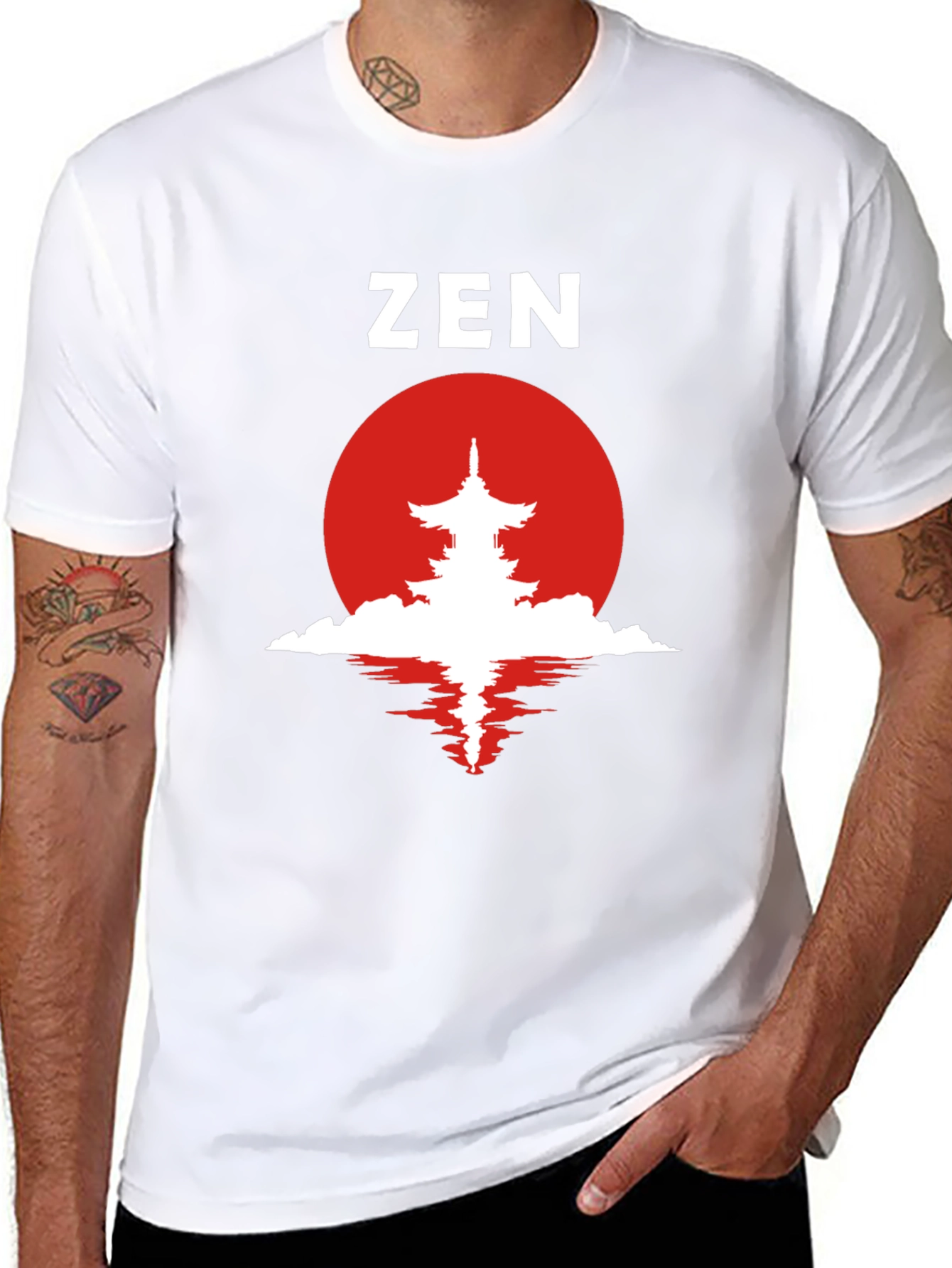 Zen Pagoda Graphic Tee - Black Cotton T-Shirt