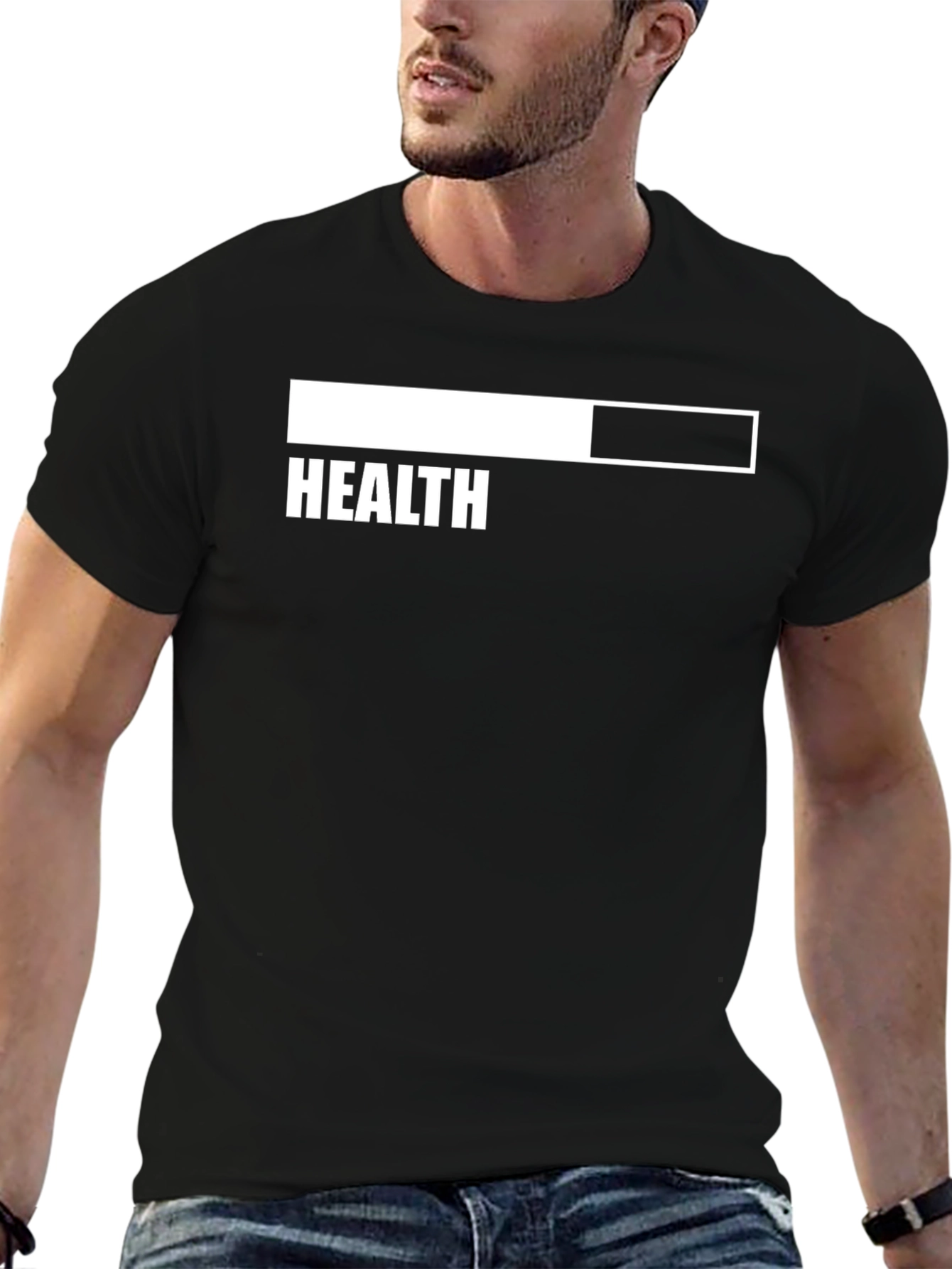 Health Loading Bar Mens Black T-Shirt