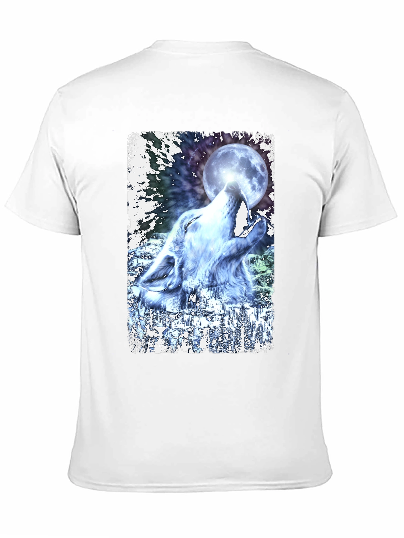 Wolf Howling at Moon Graphic Black T-Shirt