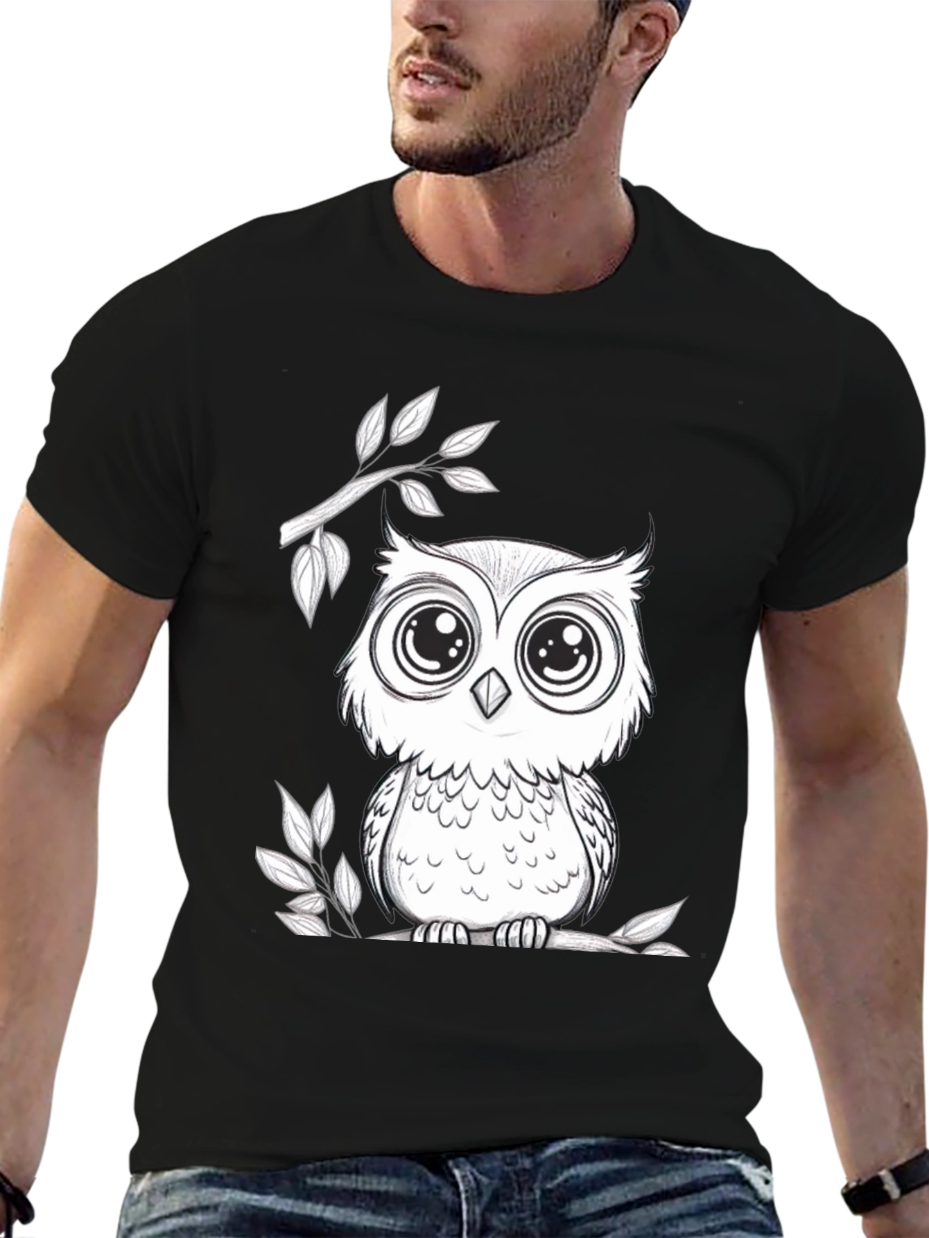 Owl Graphic T-Shirt - Black