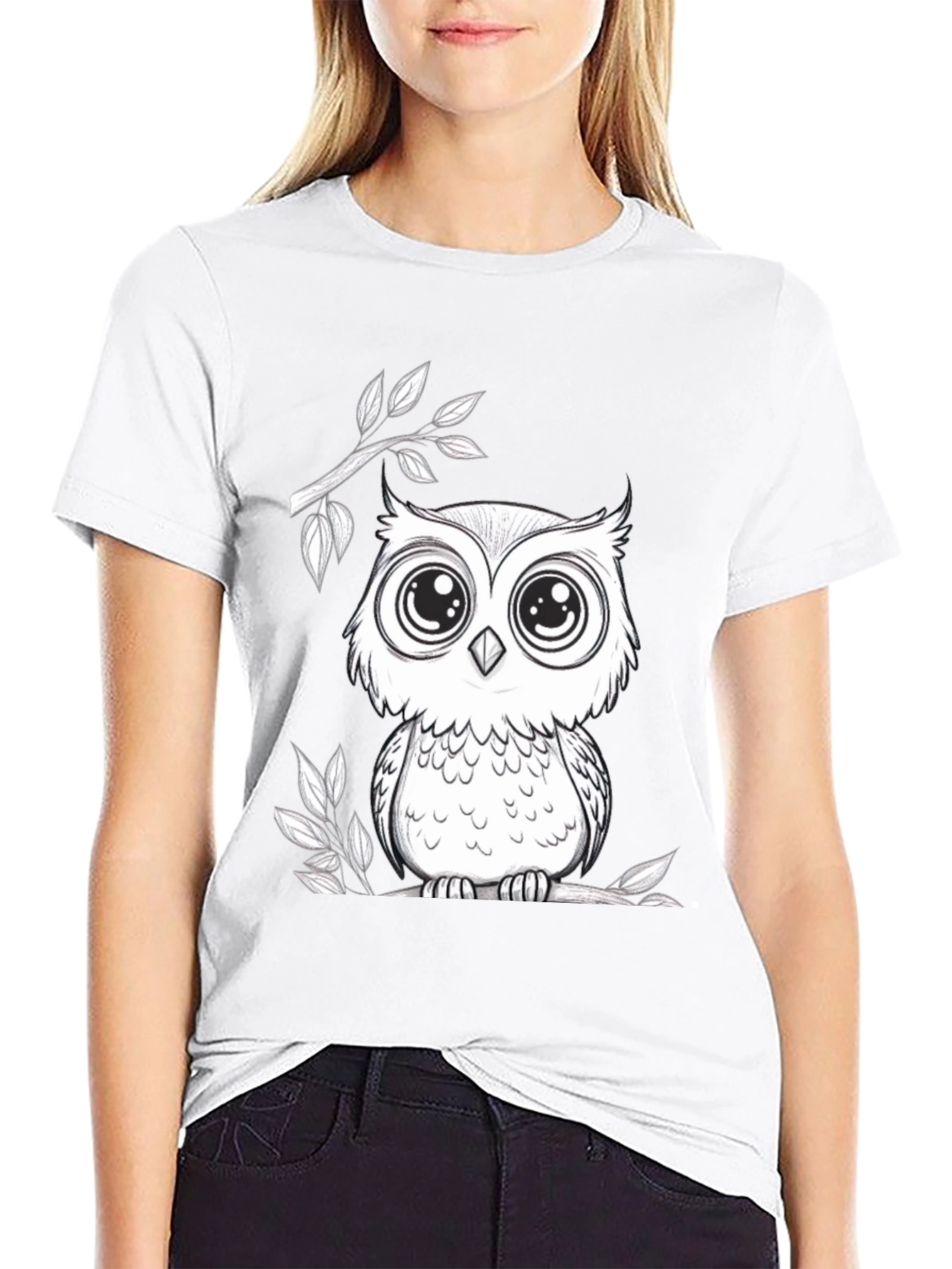 Owl Graphic T-Shirt - Black