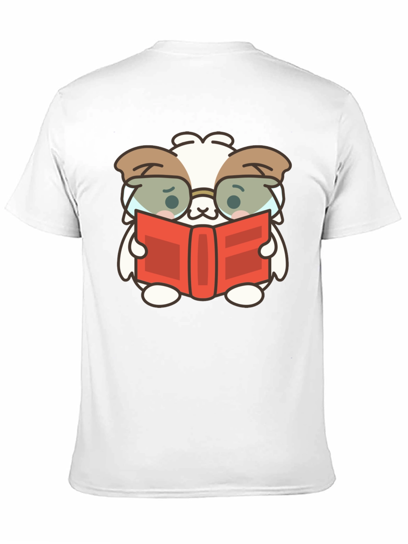 Cute Book Reading Dog T-Shirt - Black