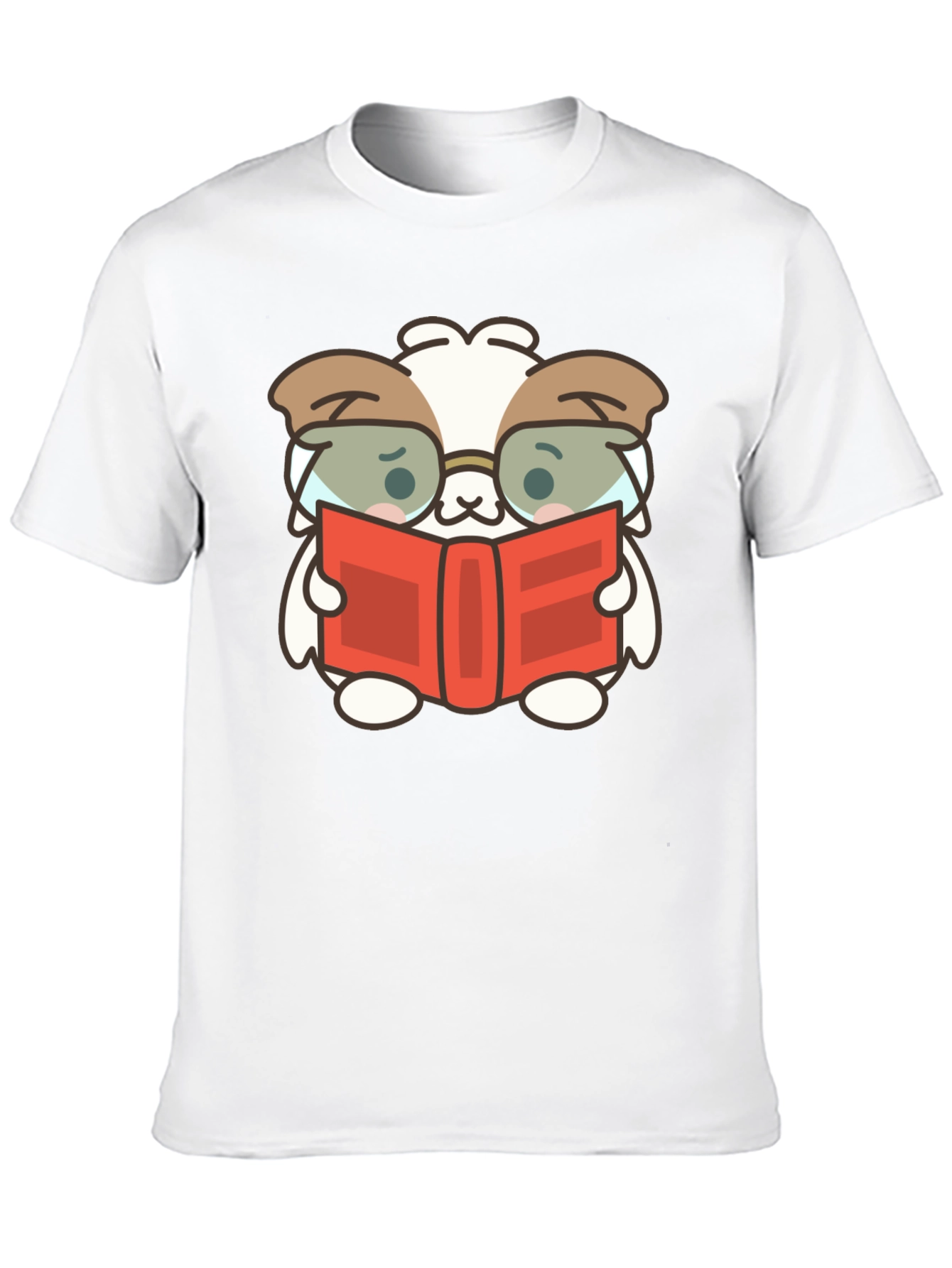 Cute Book Reading Dog T-Shirt - Black
