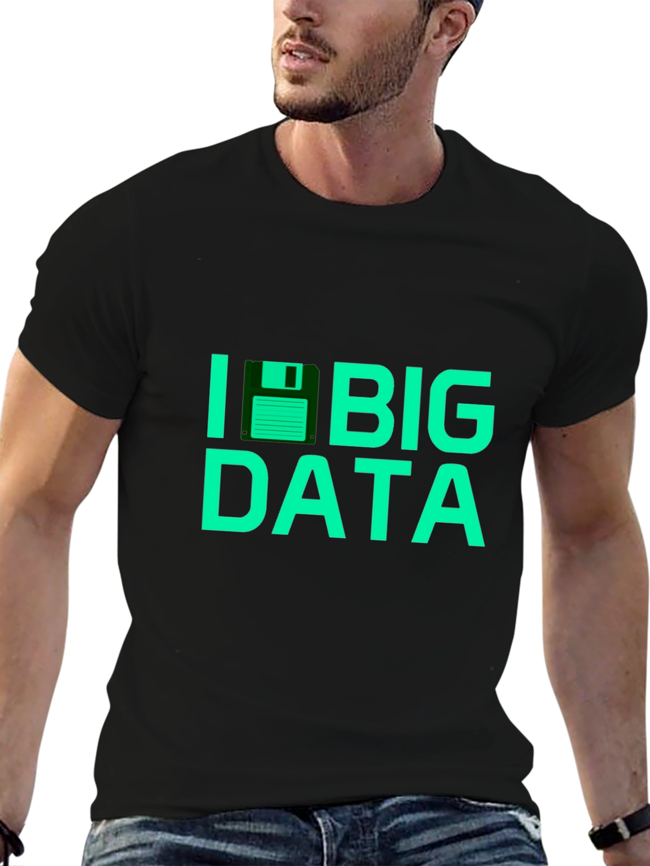 I Floppy Disk Big Data Tee - Black T-Shirt