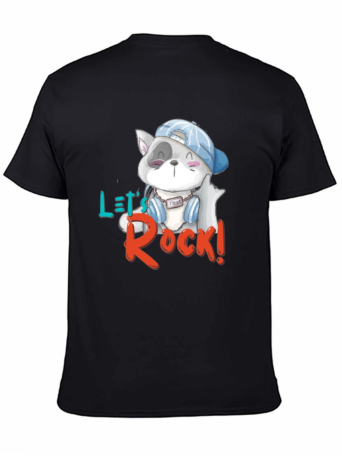 Lets Rock T-Shirt - Cartoon Cat Graphic Tee