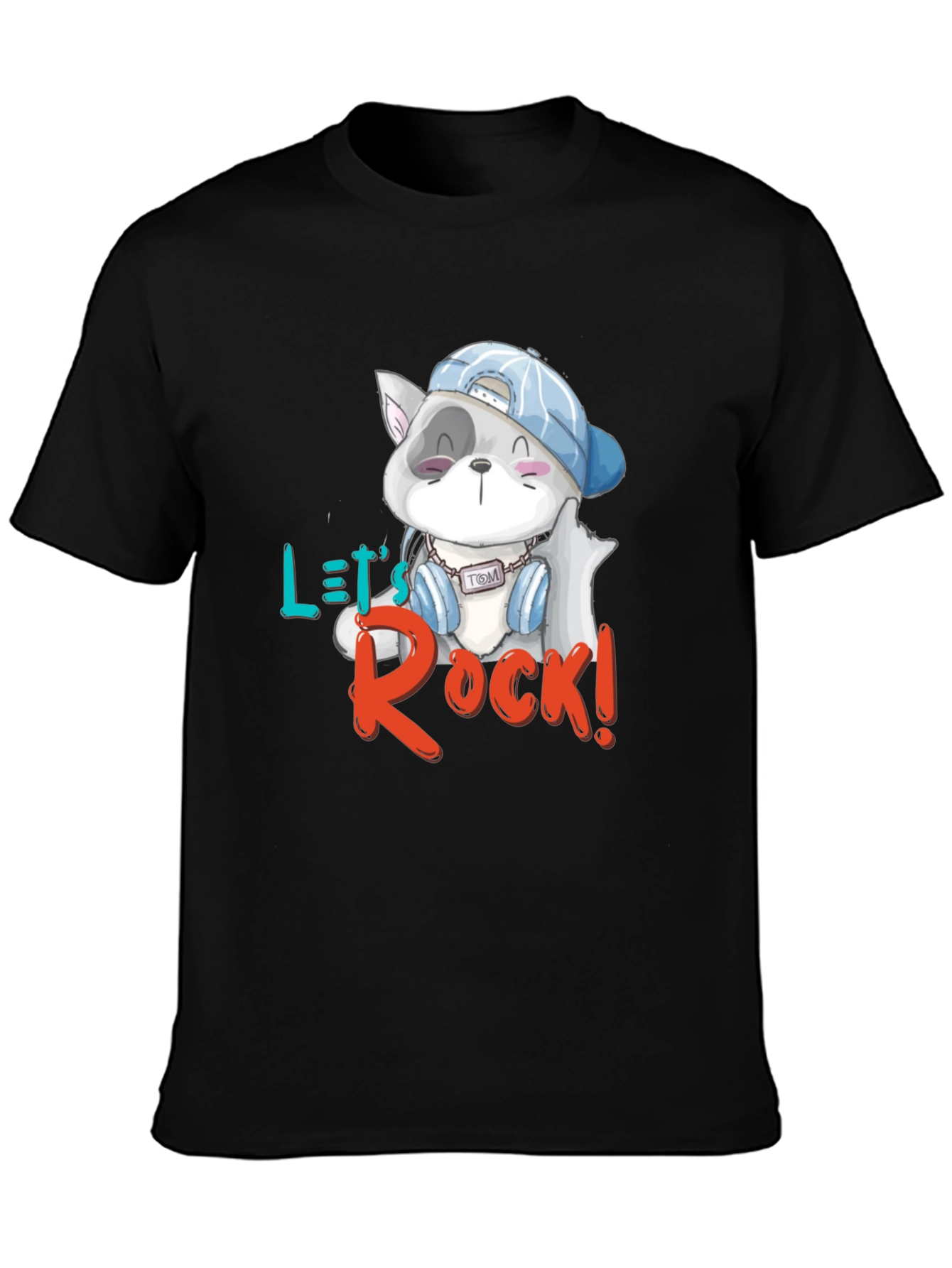 Lets Rock T-Shirt - Cartoon Cat Graphic Tee