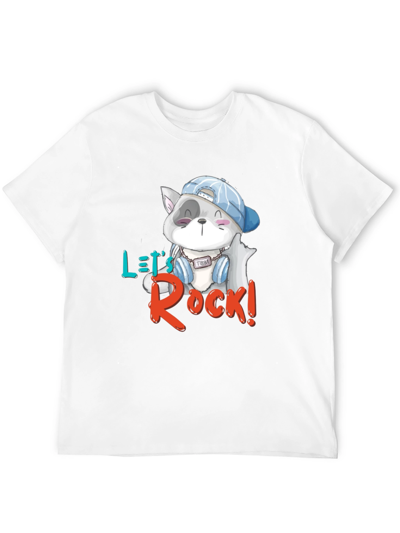 Lets Rock T-Shirt - Cartoon Cat Graphic Tee