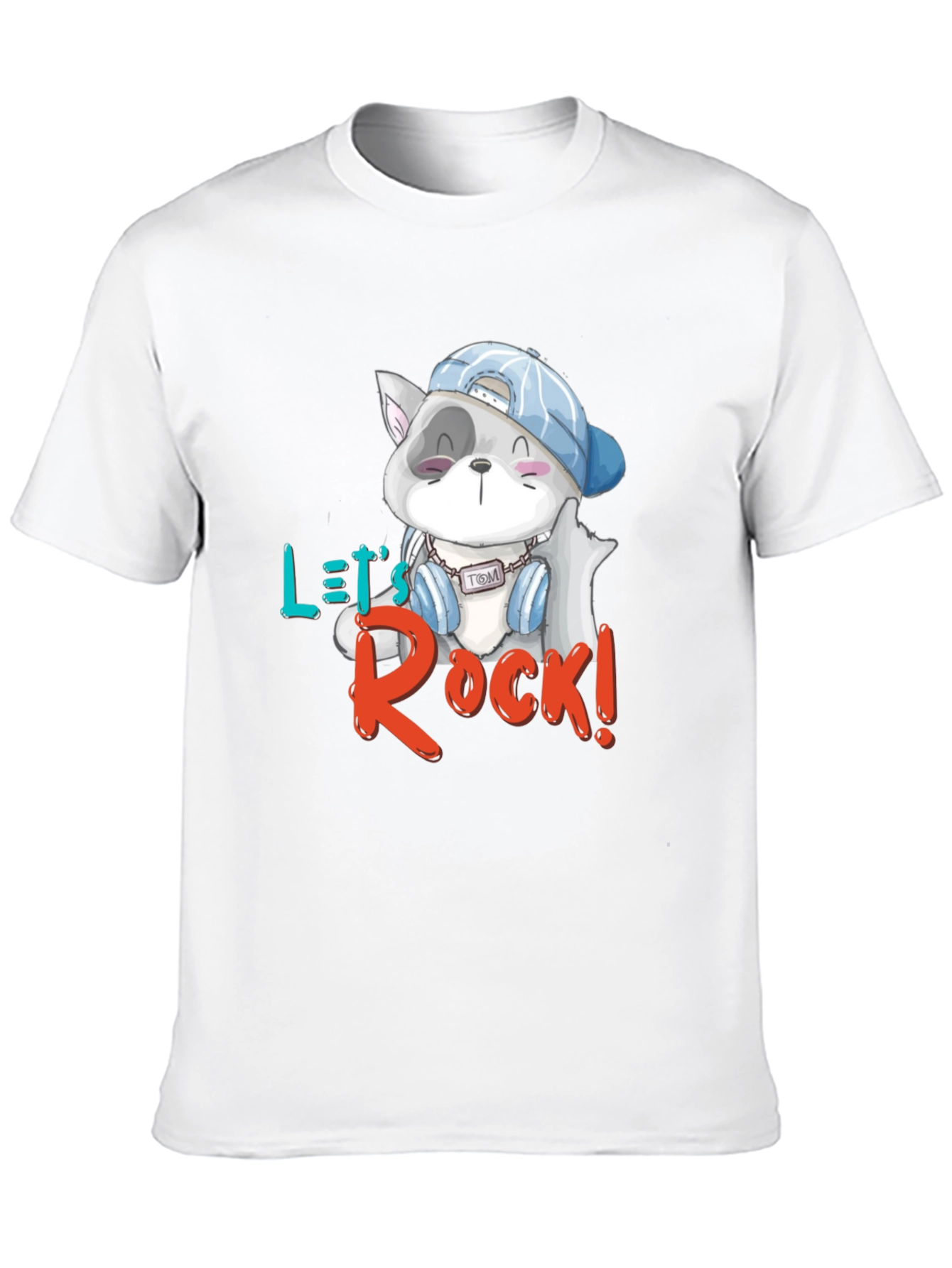 Lets Rock T-Shirt - Cartoon Cat Graphic Tee