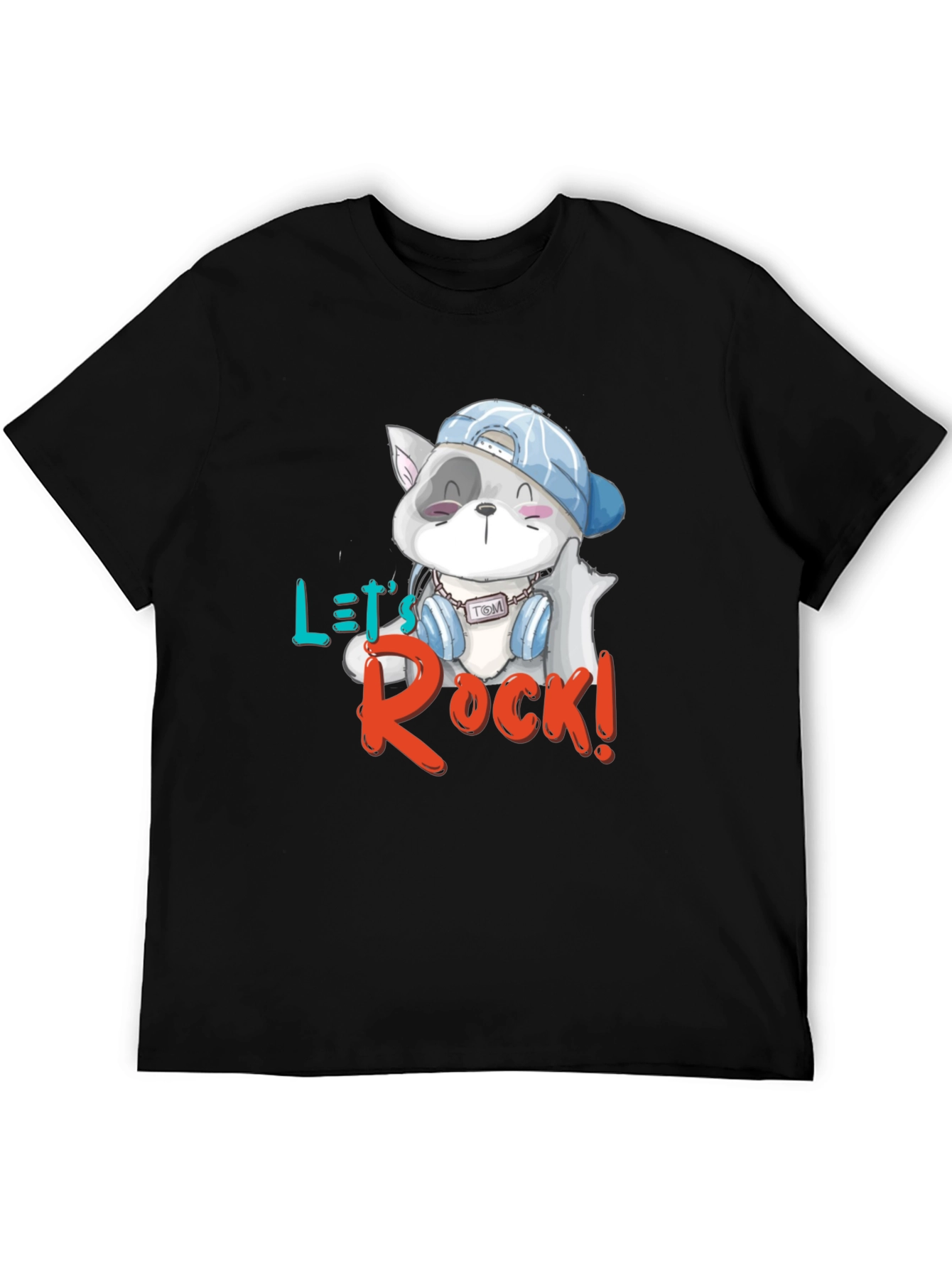 Lets Rock T-Shirt - Cartoon Cat Graphic Tee