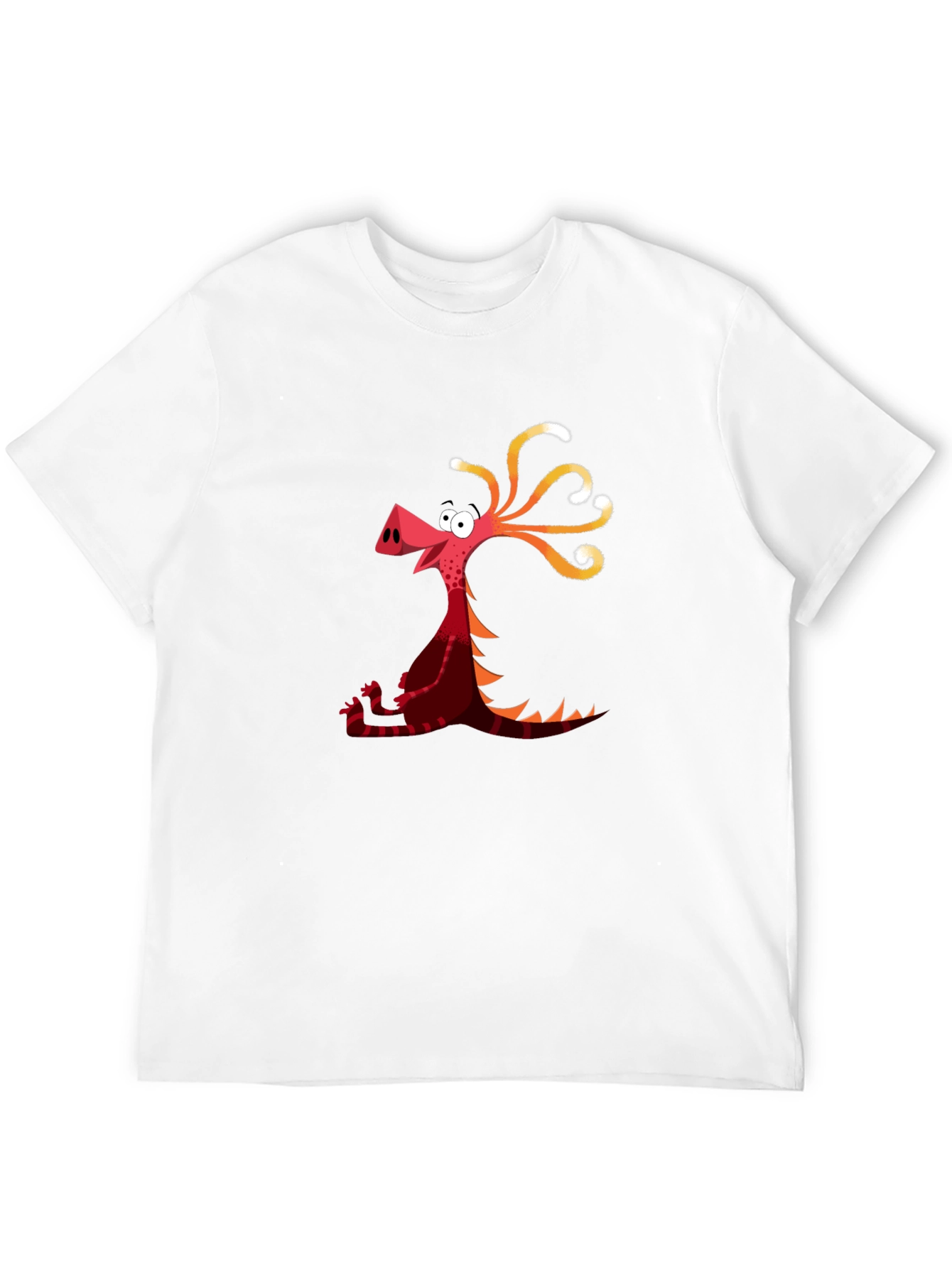 Cartoon Dragon Graphic Tee - Black Casual T-Shirt