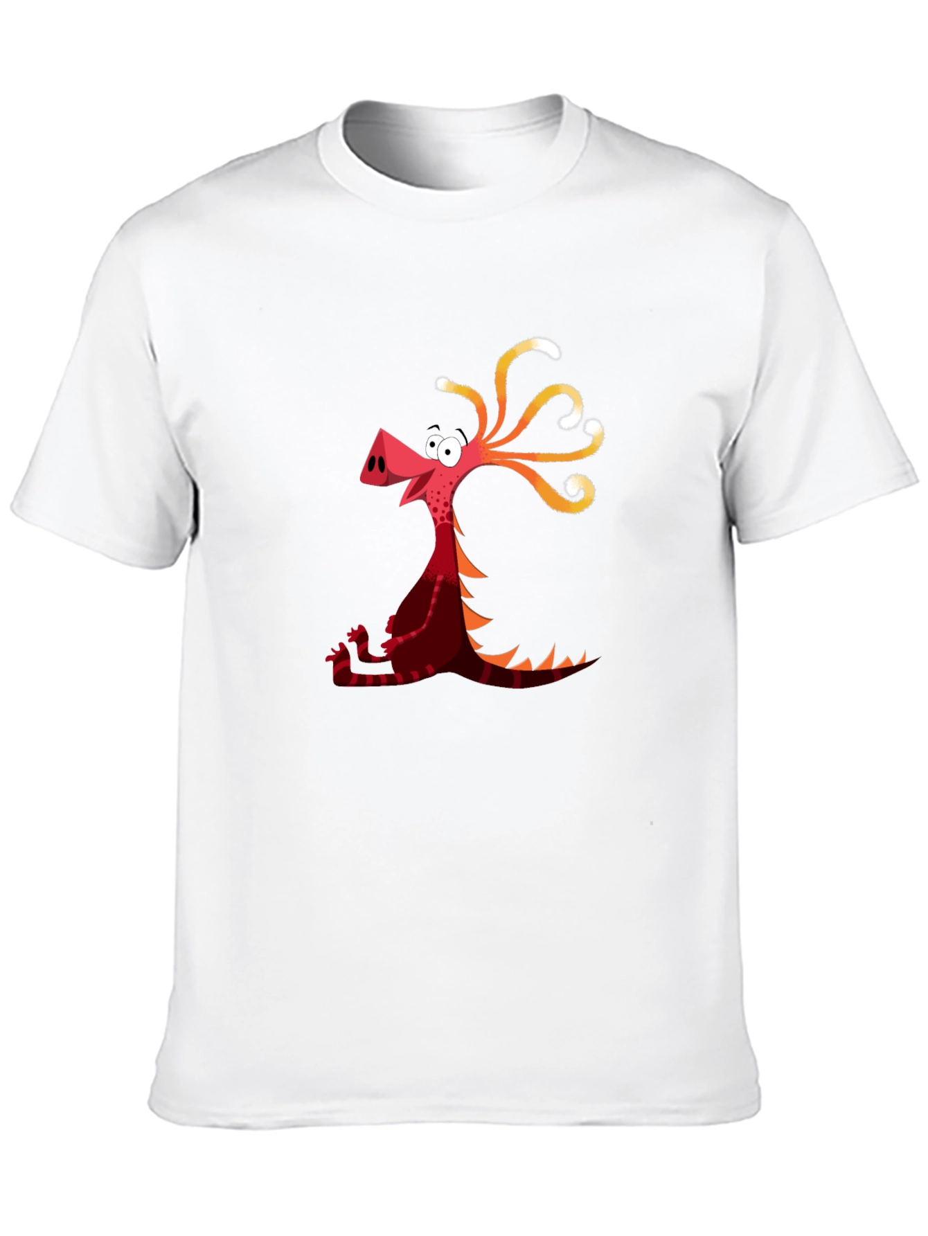 Cartoon Dragon Graphic Tee - Black Casual T-Shirt