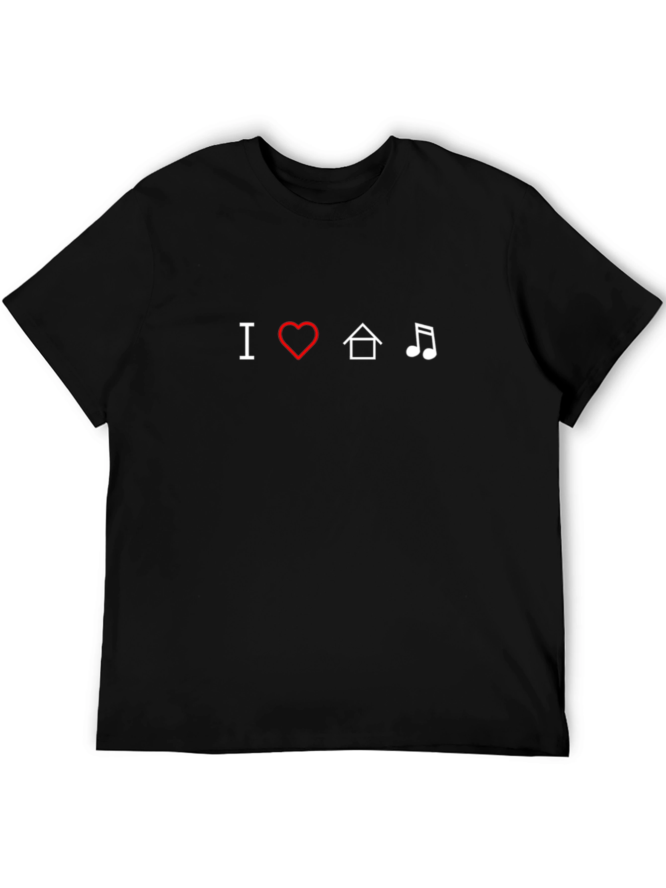 I Love House Music Black Graphic Tee