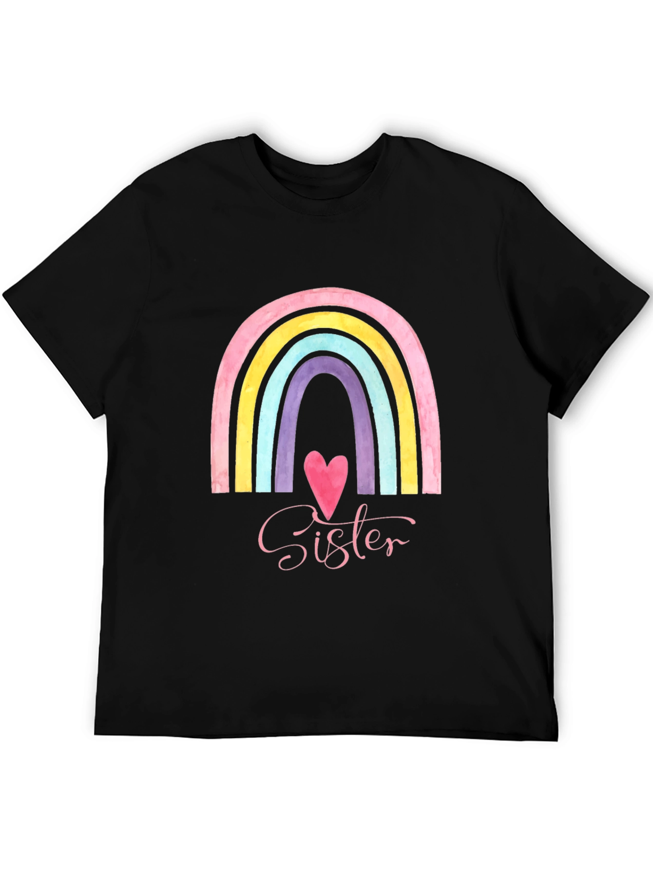 Sister Rainbow Heart Graphic Tee