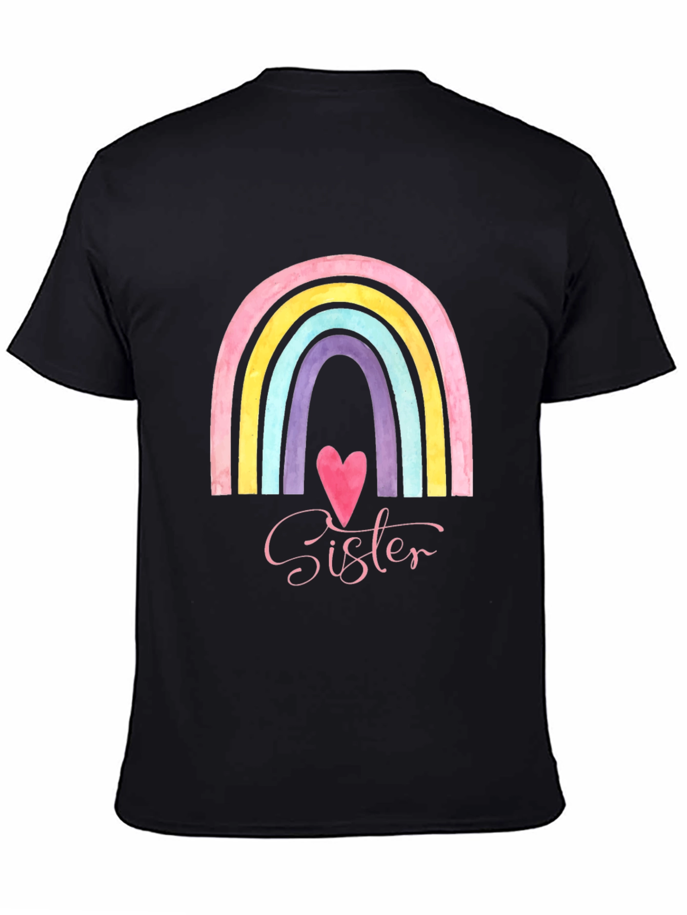 Sister Rainbow Heart Graphic Tee