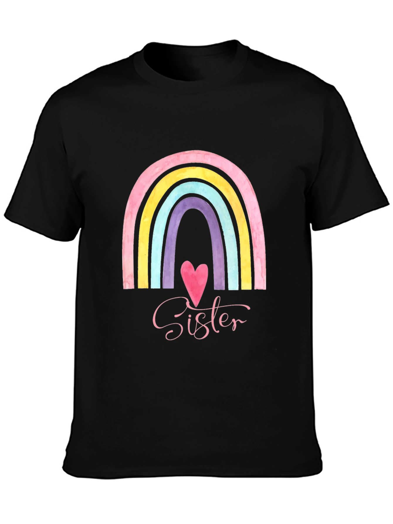 Sister Rainbow Heart Graphic Tee