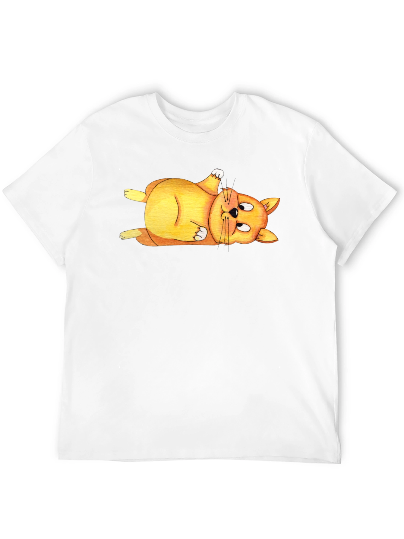 Lazy Cat T-Shirt - Black Crew Neck Tee