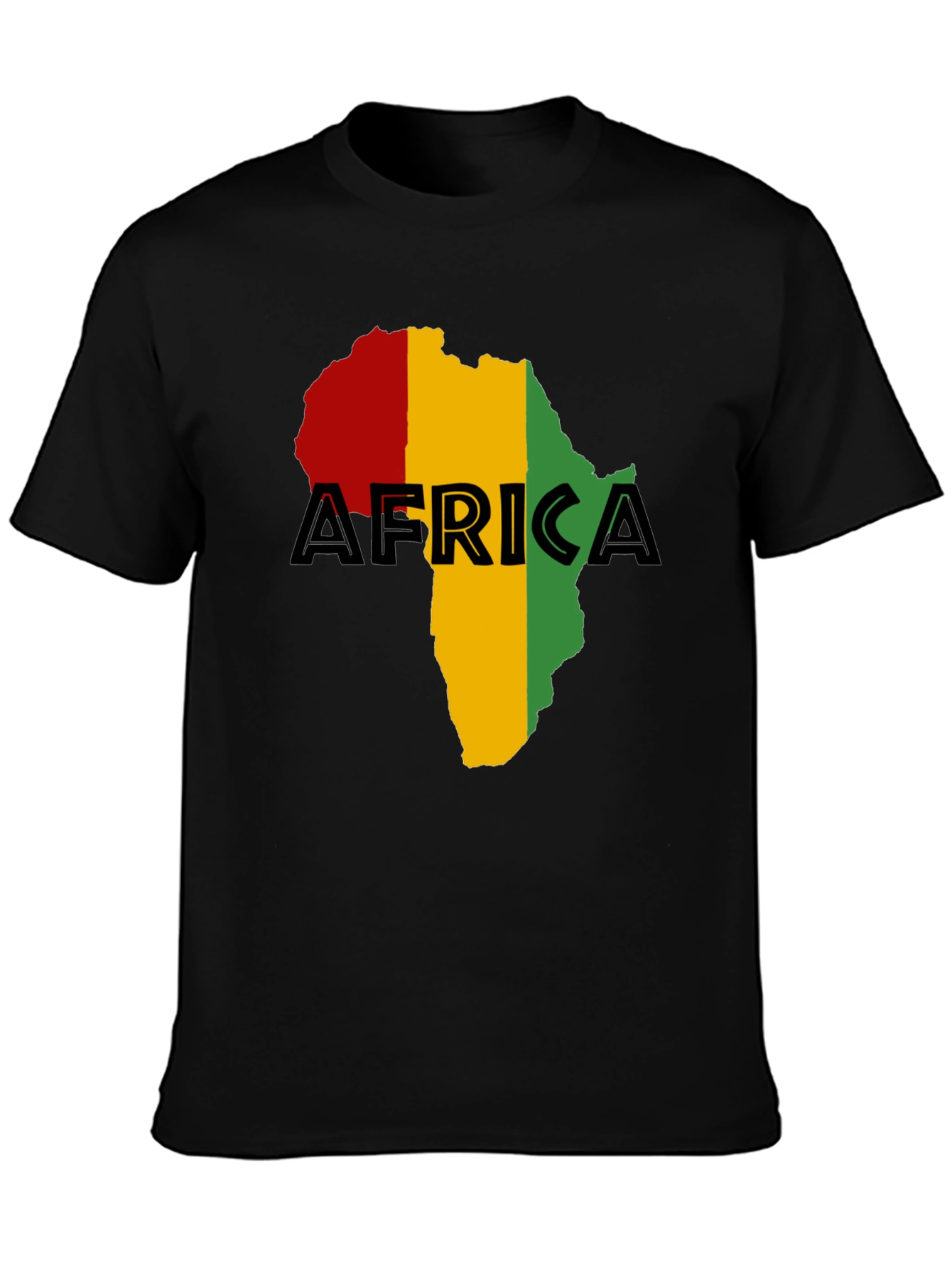 Africa Map Black T-Shirt - Red Yellow Green Rasta