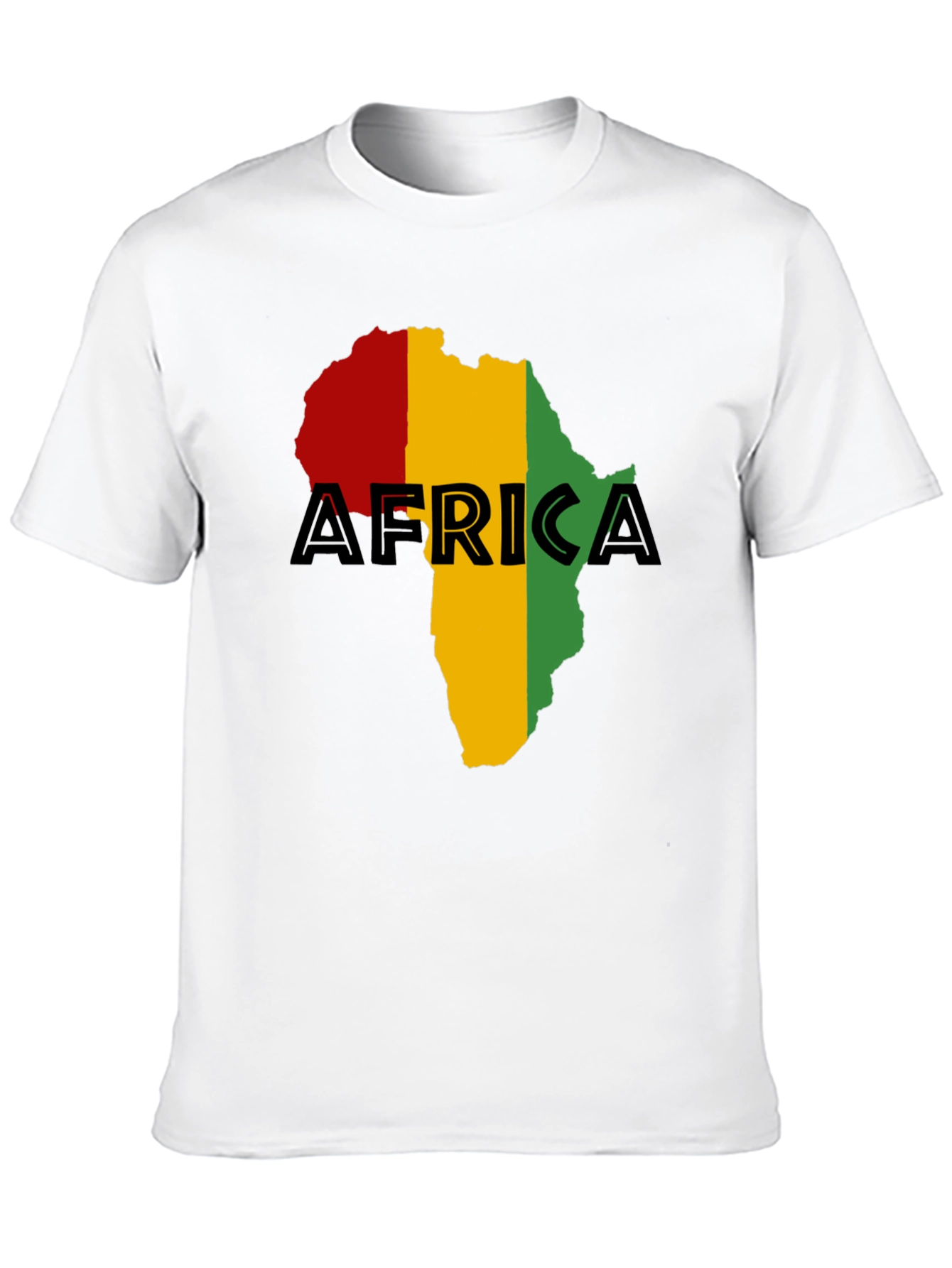 Africa Map Black T-Shirt - Red Yellow Green Rasta