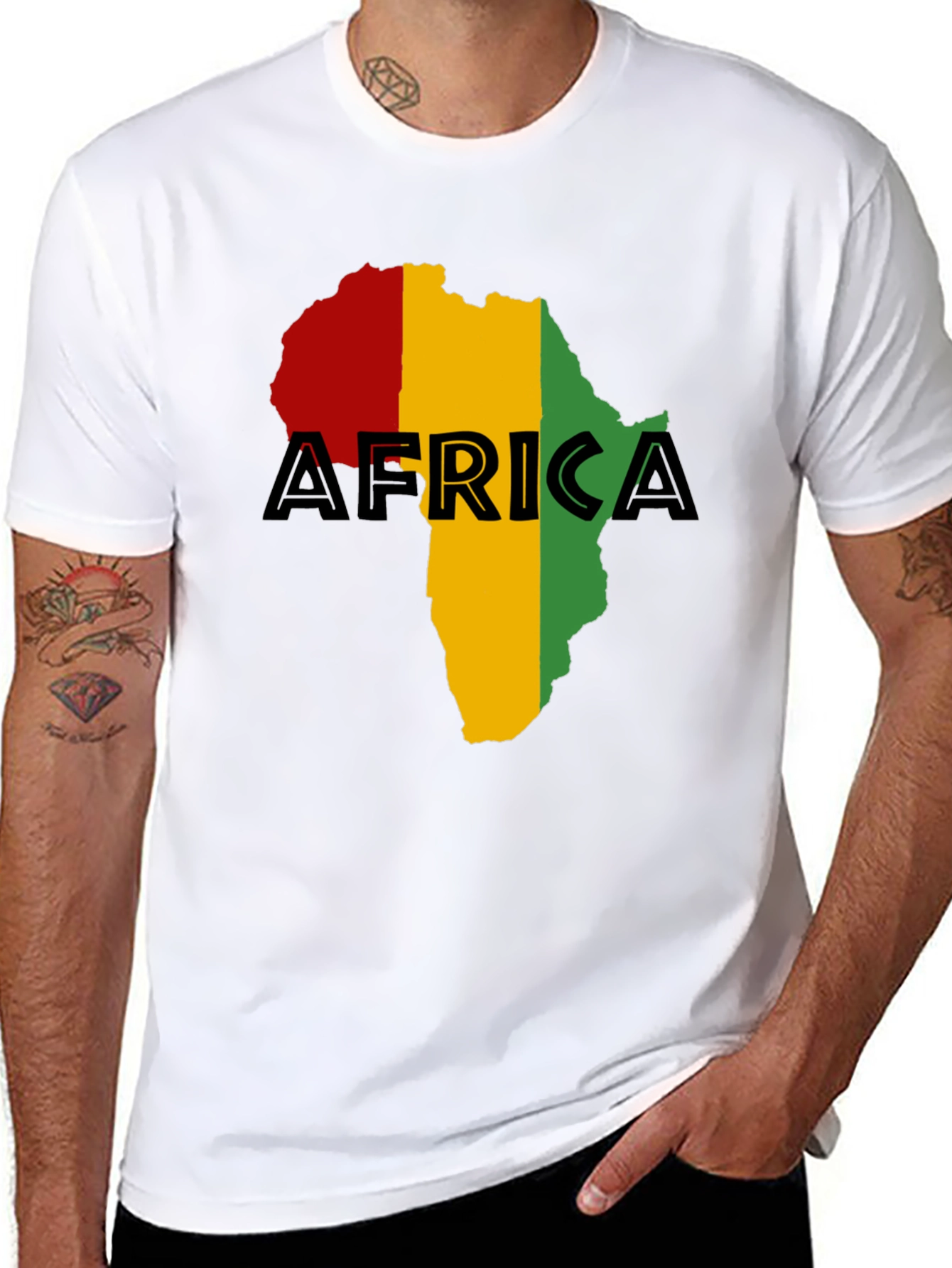 Africa Map Black T-Shirt - Red Yellow Green Rasta
