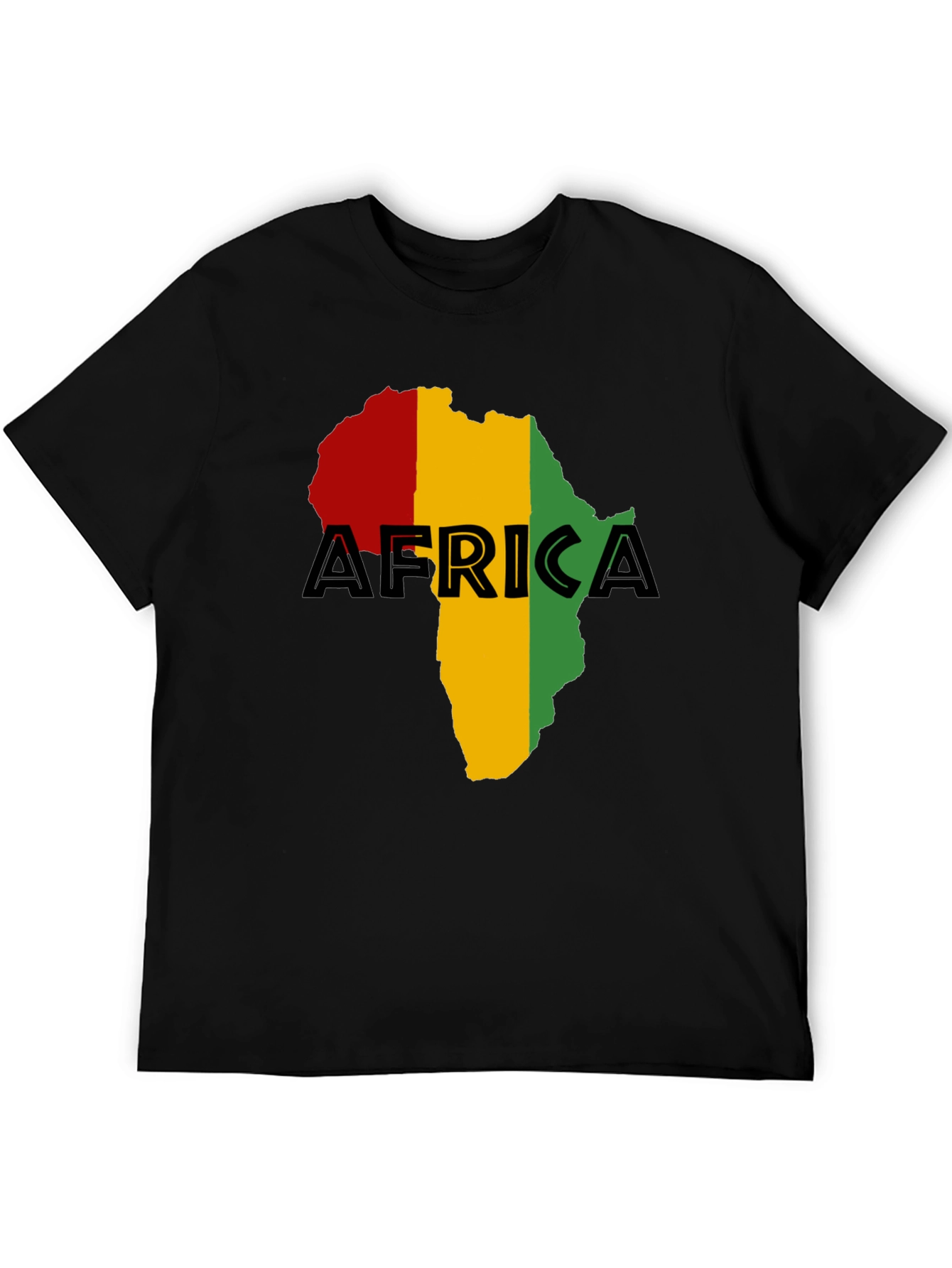 Africa Map Black T-Shirt - Red Yellow Green Rasta