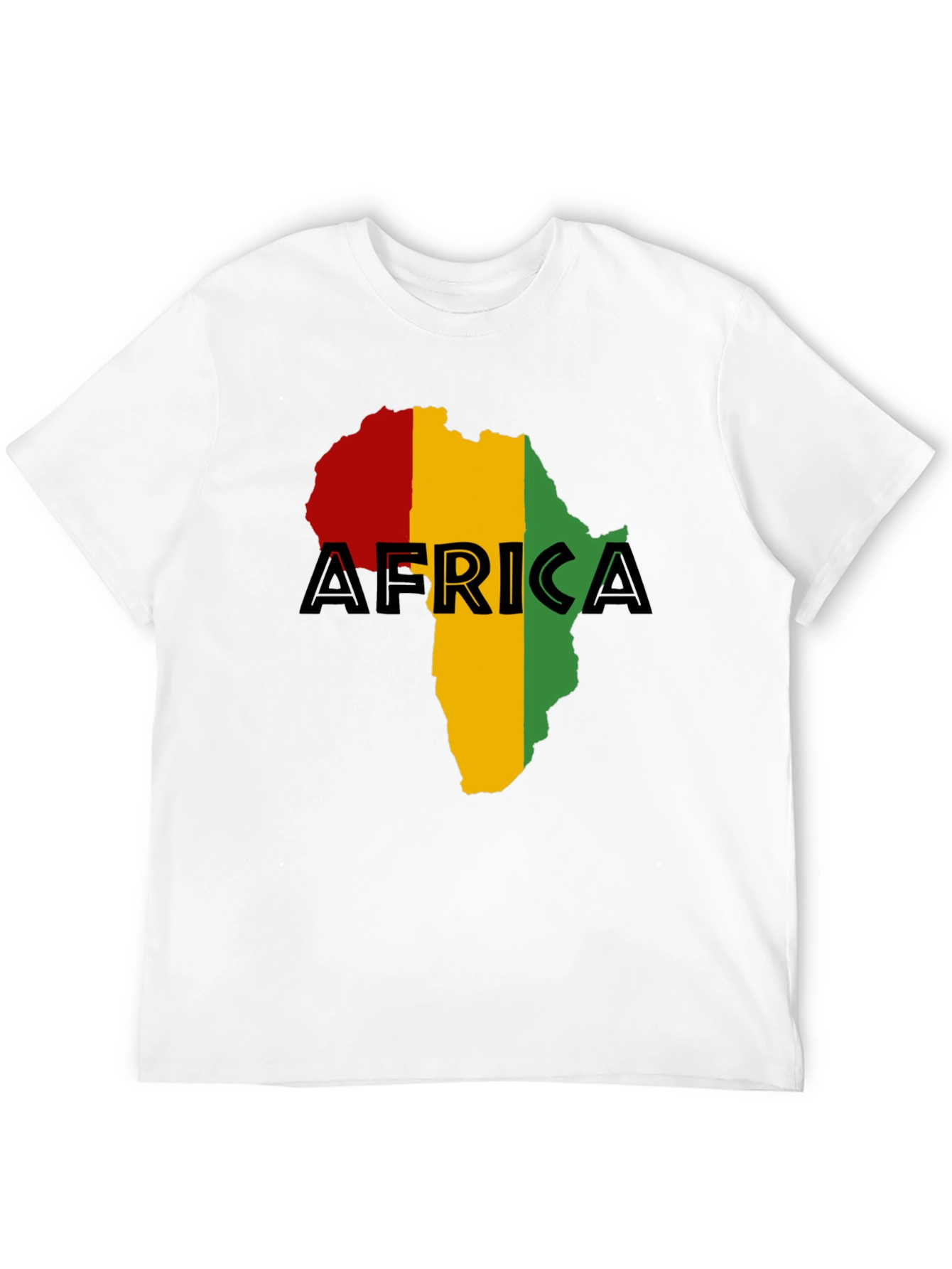 Africa Map Black T-Shirt - Red Yellow Green Rasta