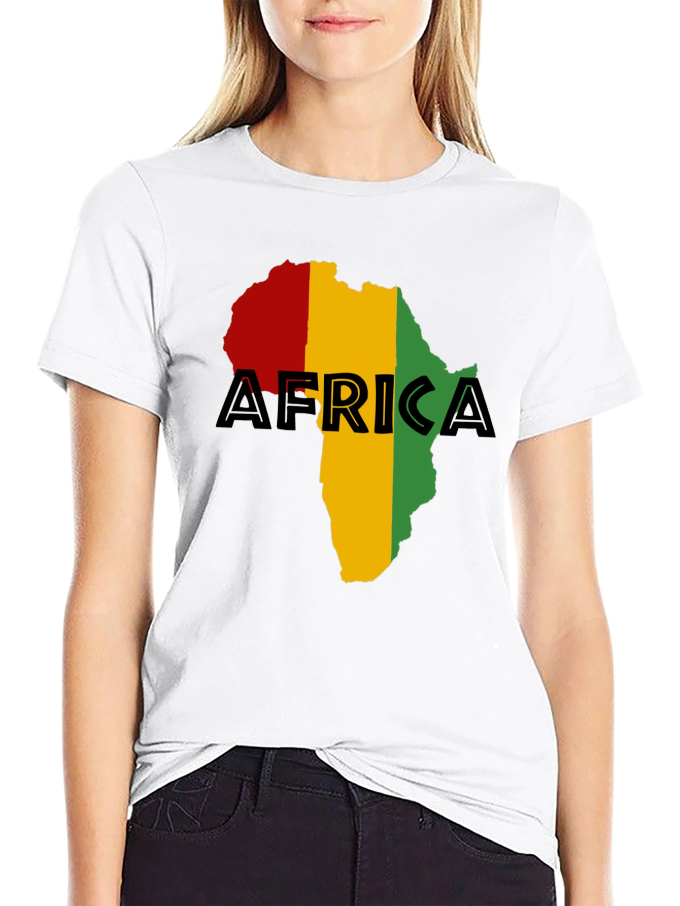 Africa Map Black T-Shirt - Red Yellow Green Rasta