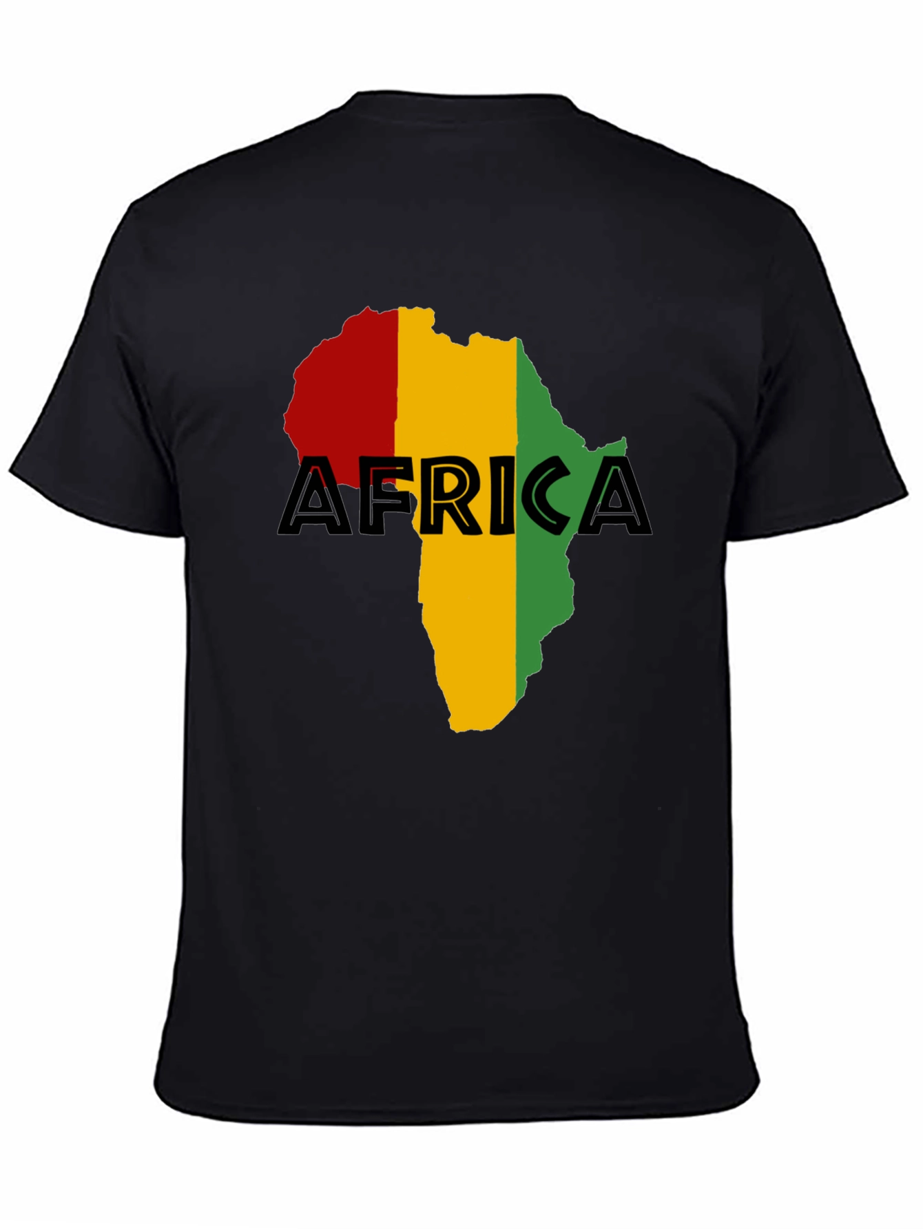 Africa Map Black T-Shirt - Red Yellow Green Rasta