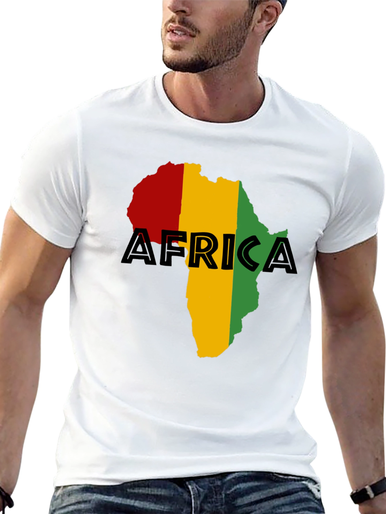 Africa Map Black T-Shirt - Red Yellow Green Rasta