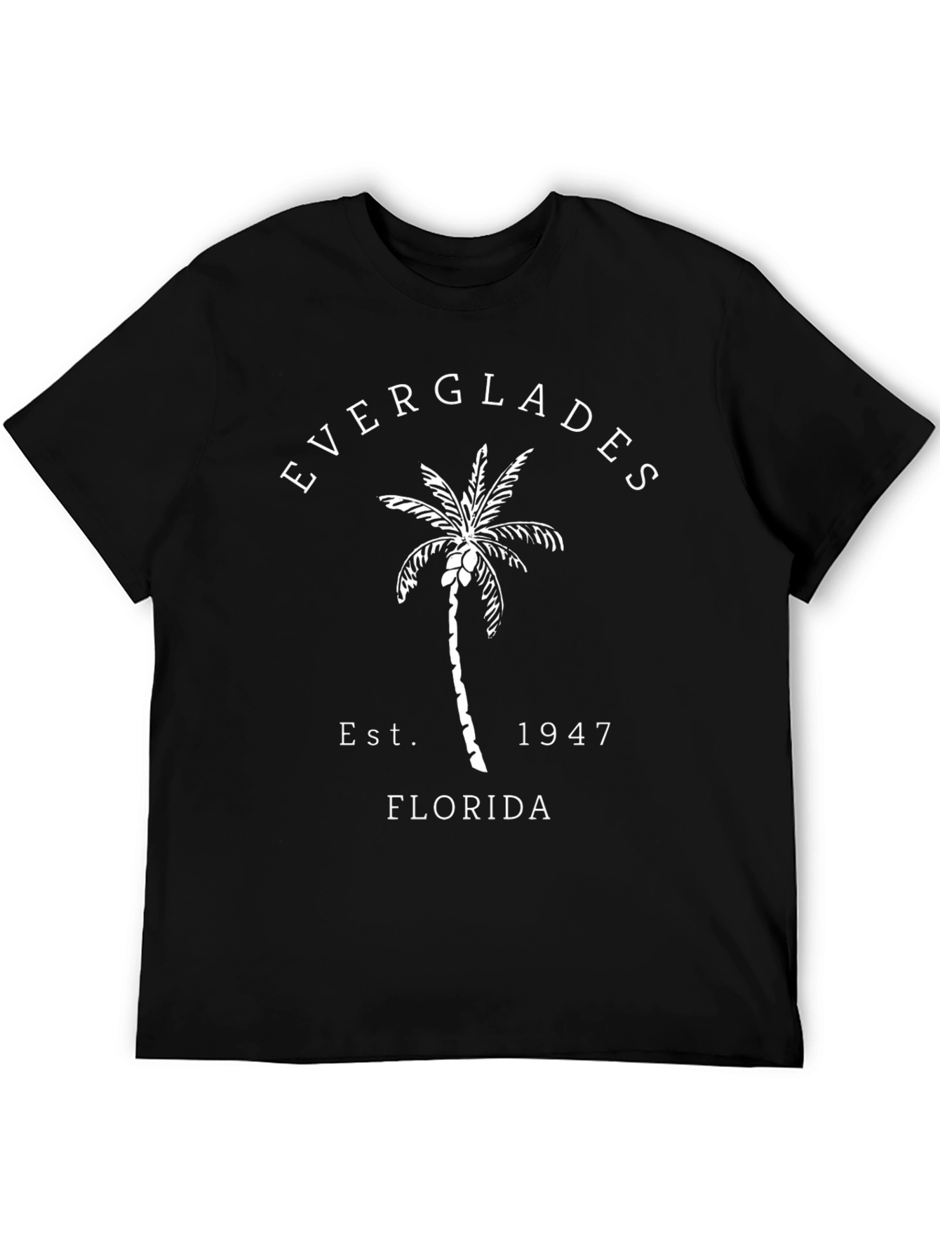 Everglades Florida Black T-Shirt Palm Tree Est. 1947