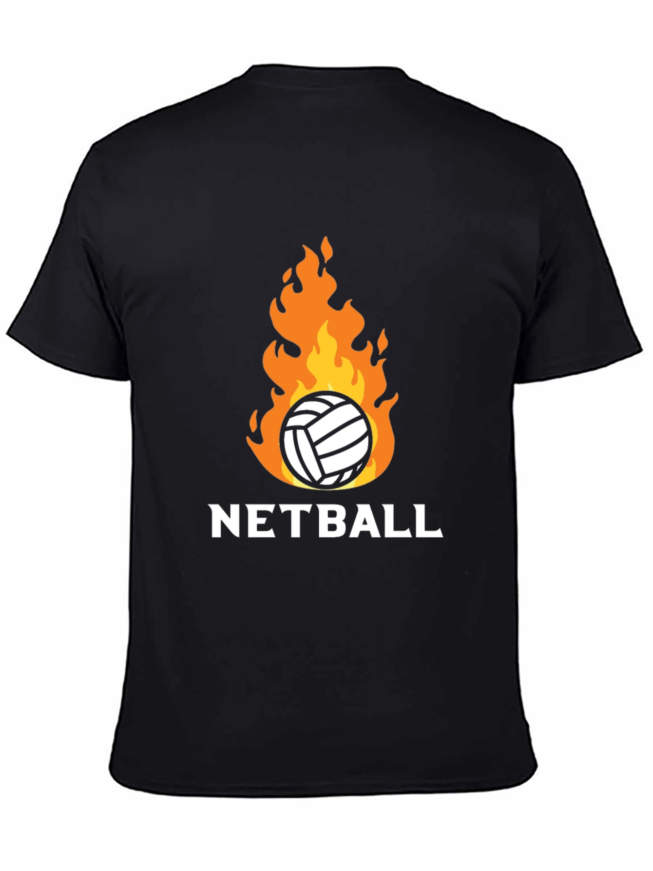 Netball on Fire Graphic Tee - Black Cotton T-Shirt
