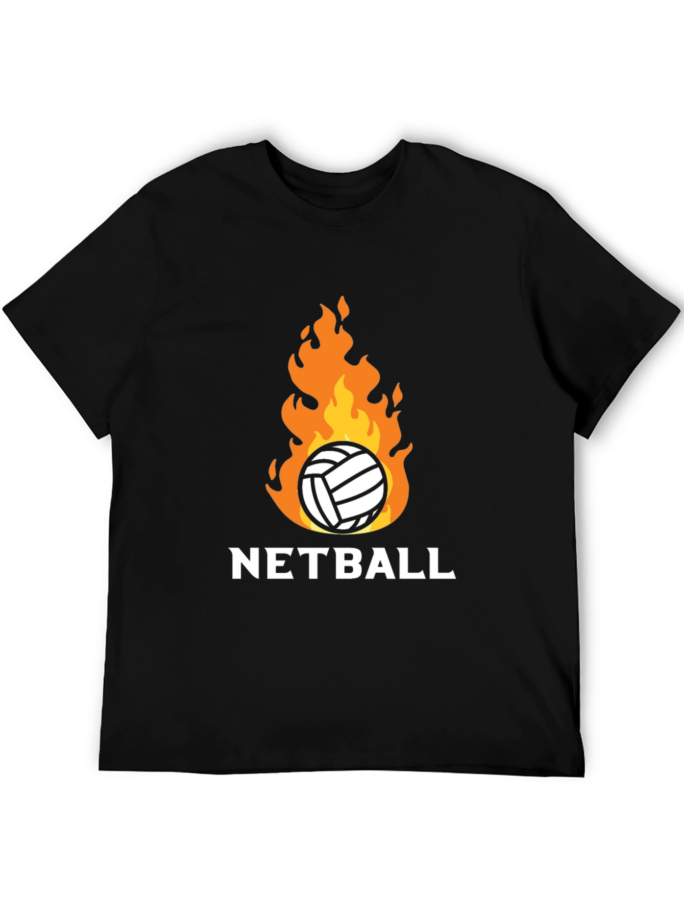 Netball on Fire Graphic Tee - Black Cotton T-Shirt