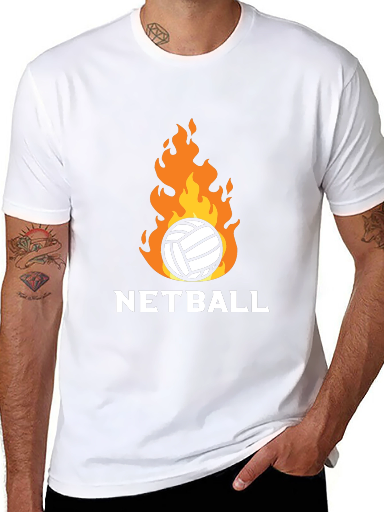 Netball on Fire Graphic Tee - Black Cotton T-Shirt
