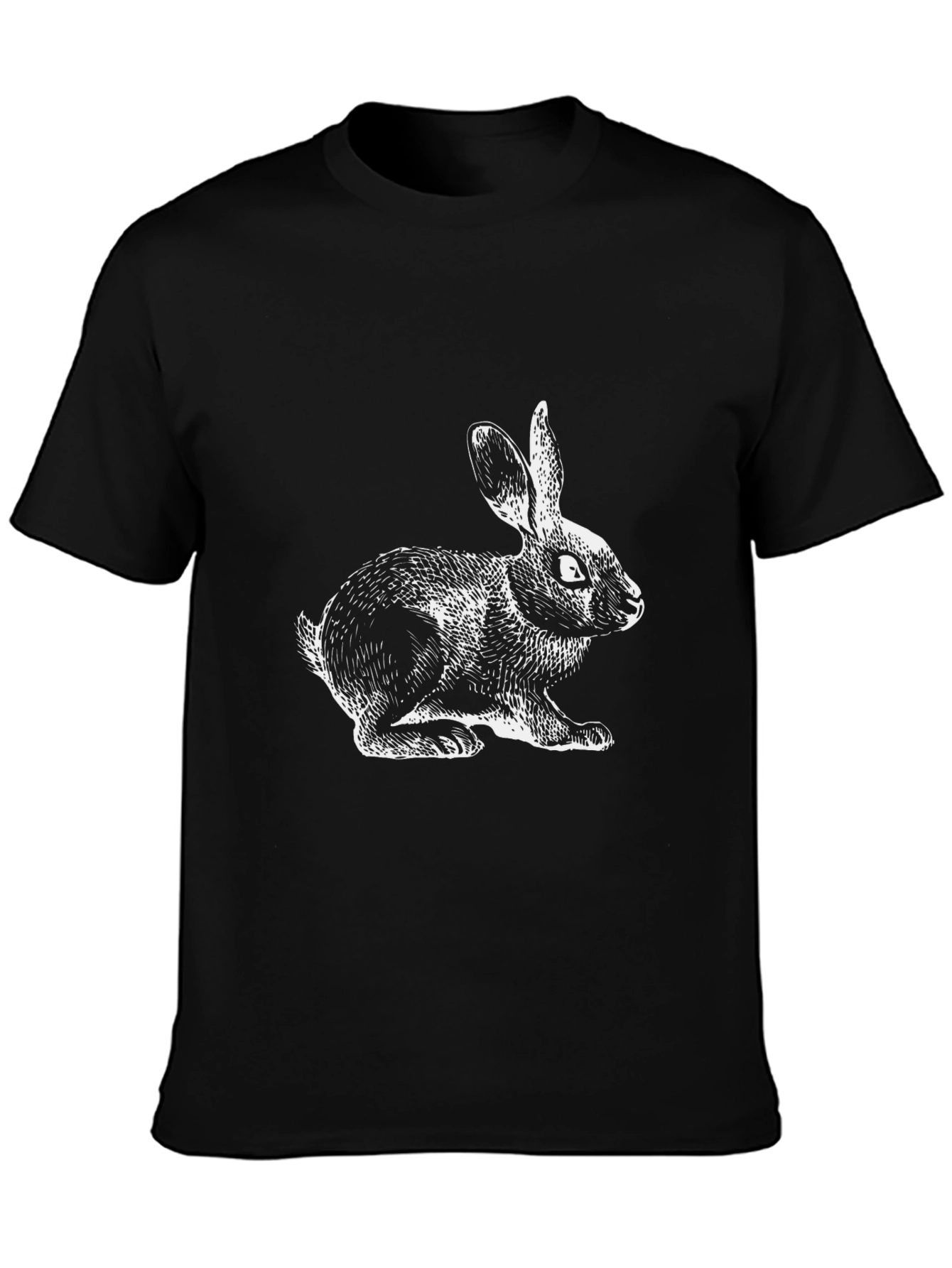 Black T-Shirt with Rabbit Graphic