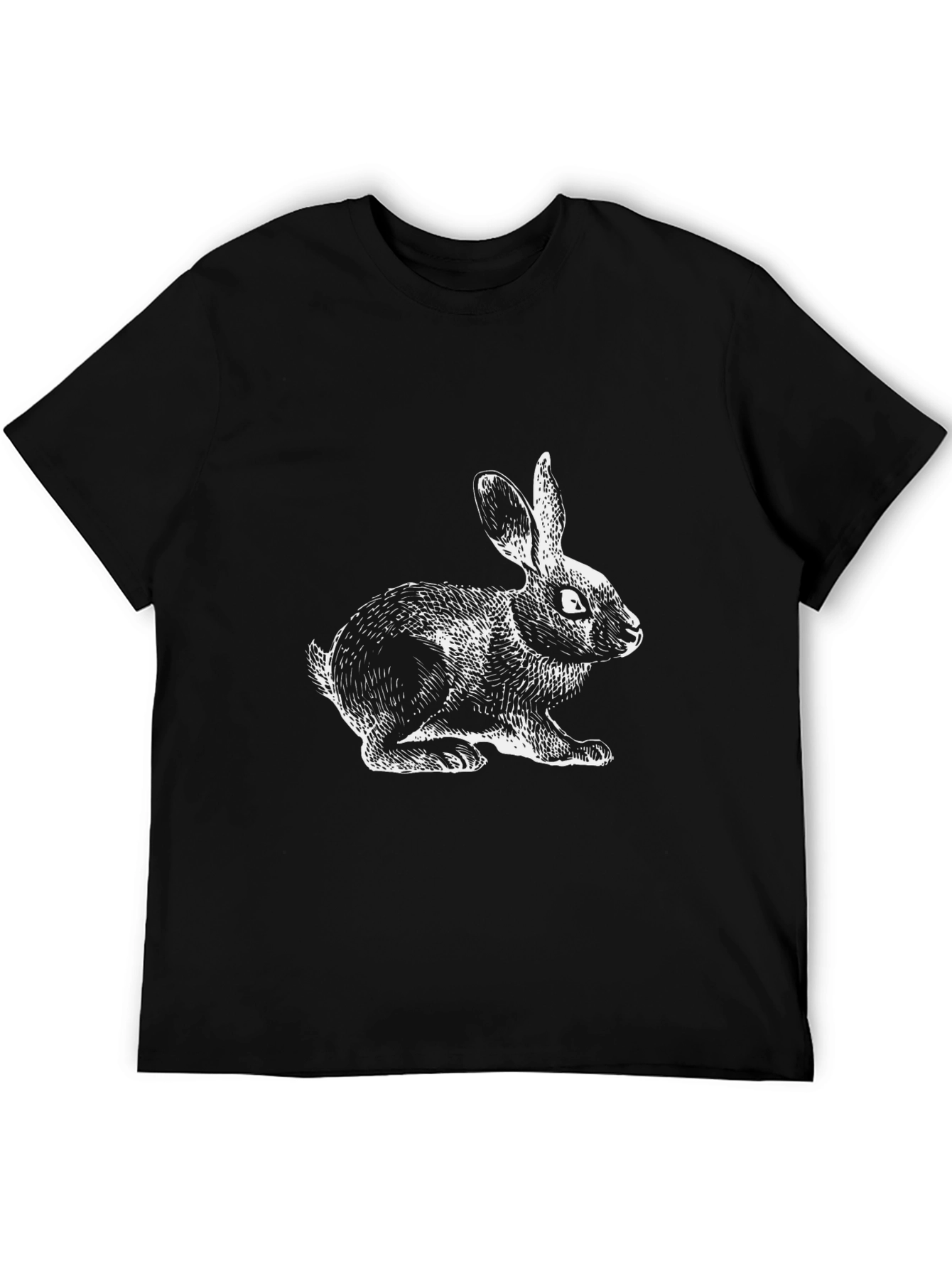 Black T-Shirt with Rabbit Graphic