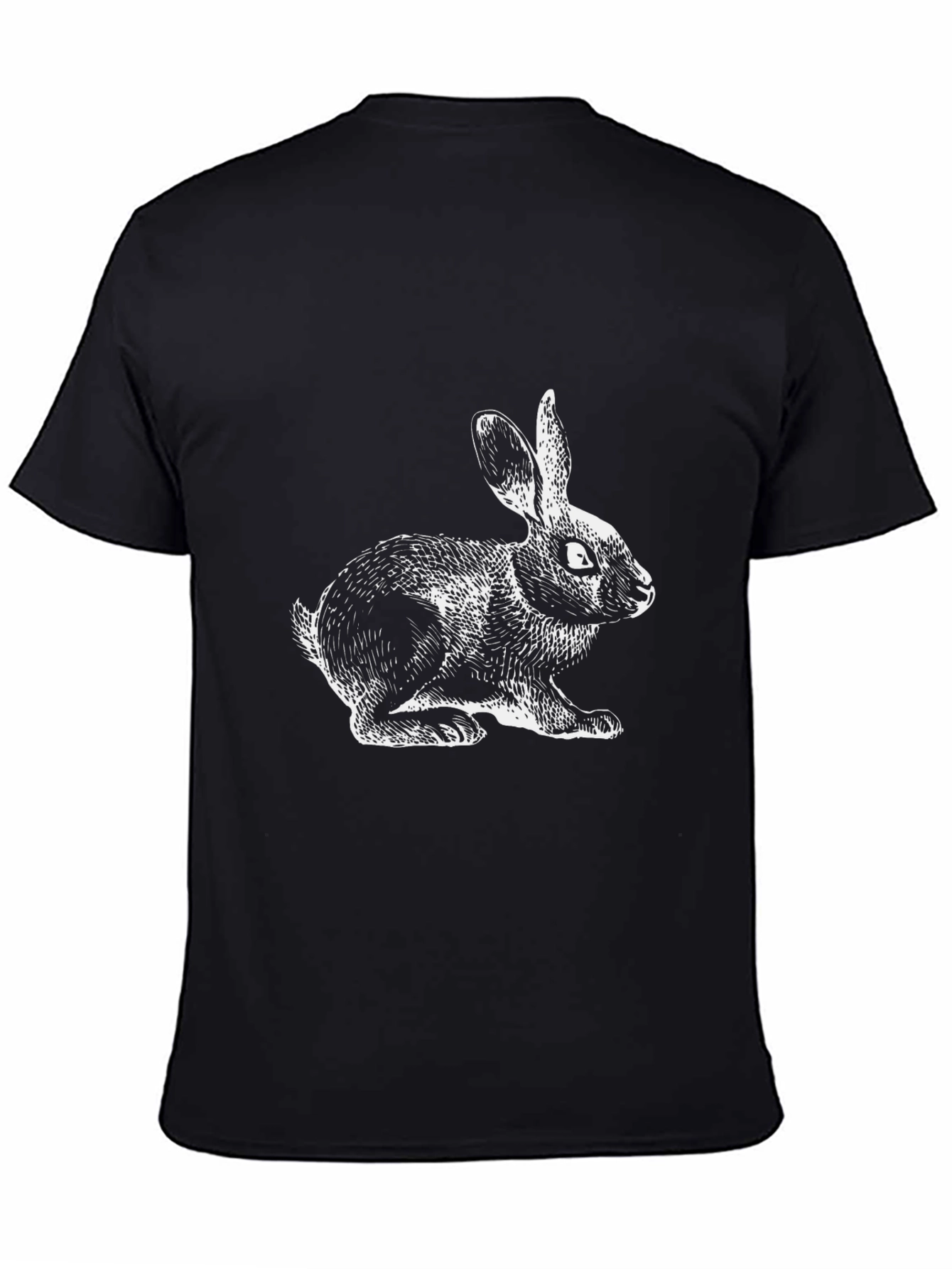 Black T-Shirt with Rabbit Graphic