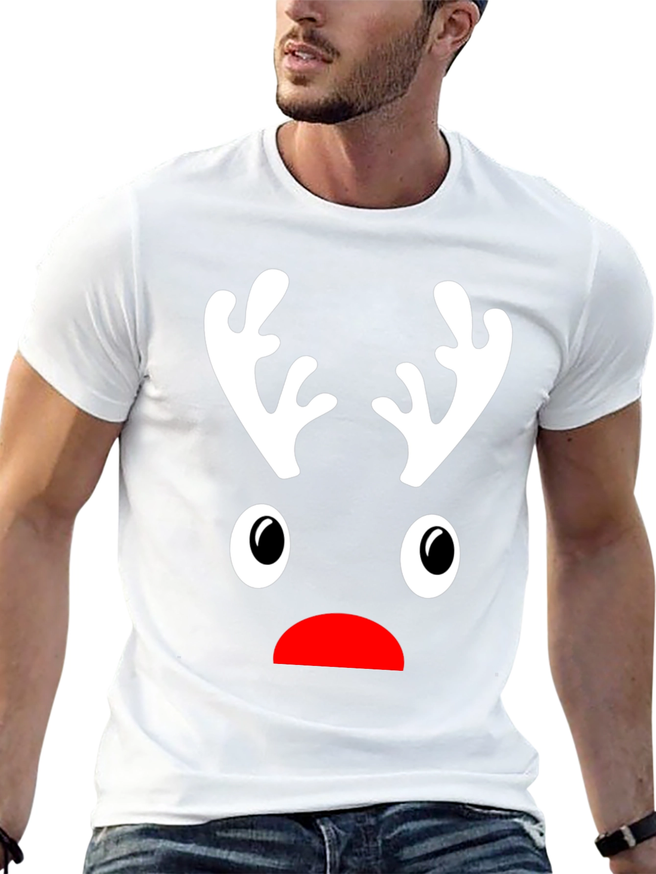 Funny Reindeer Face Christmas T-Shirt