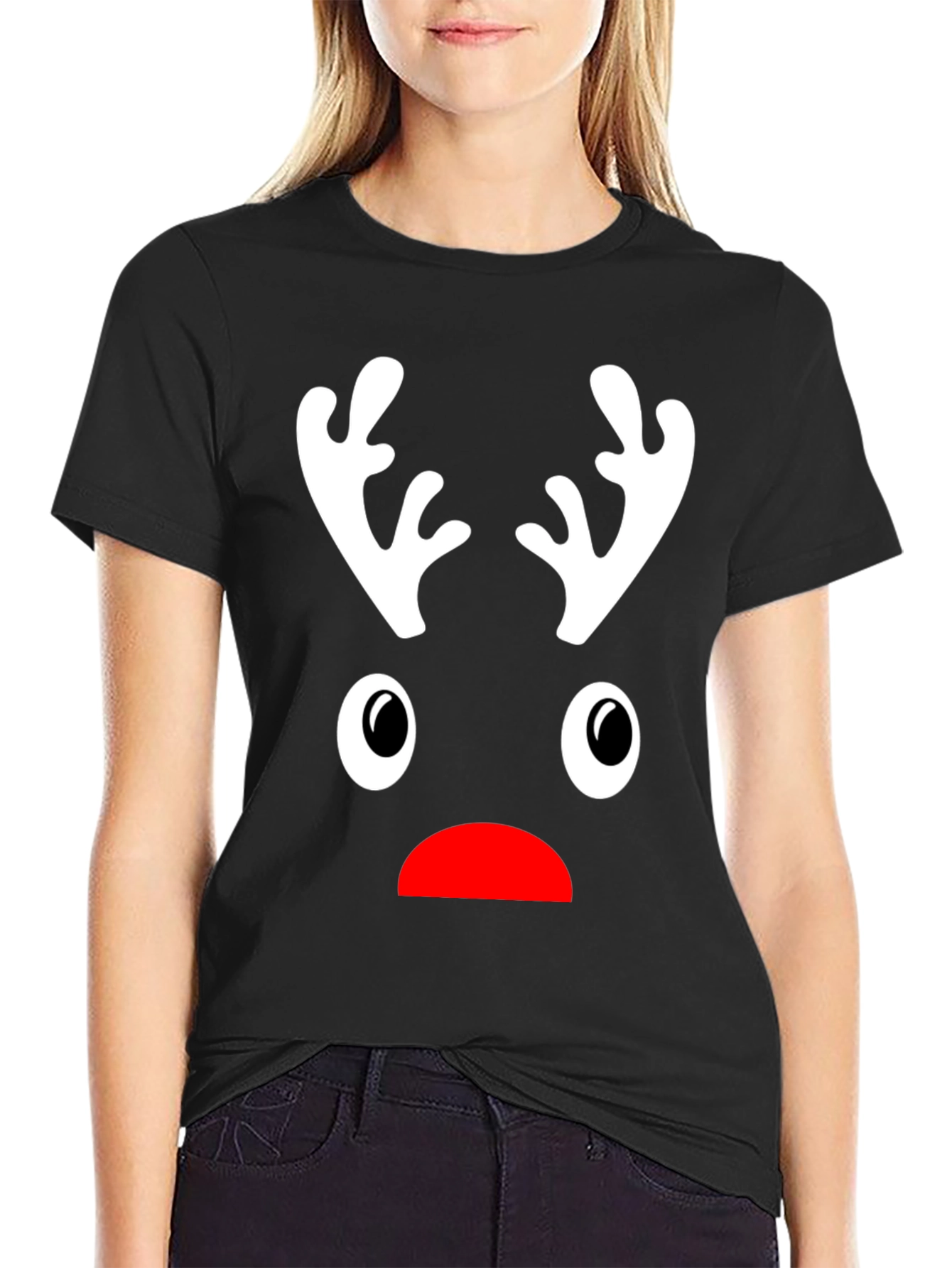 Funny Reindeer Face Christmas T-Shirt