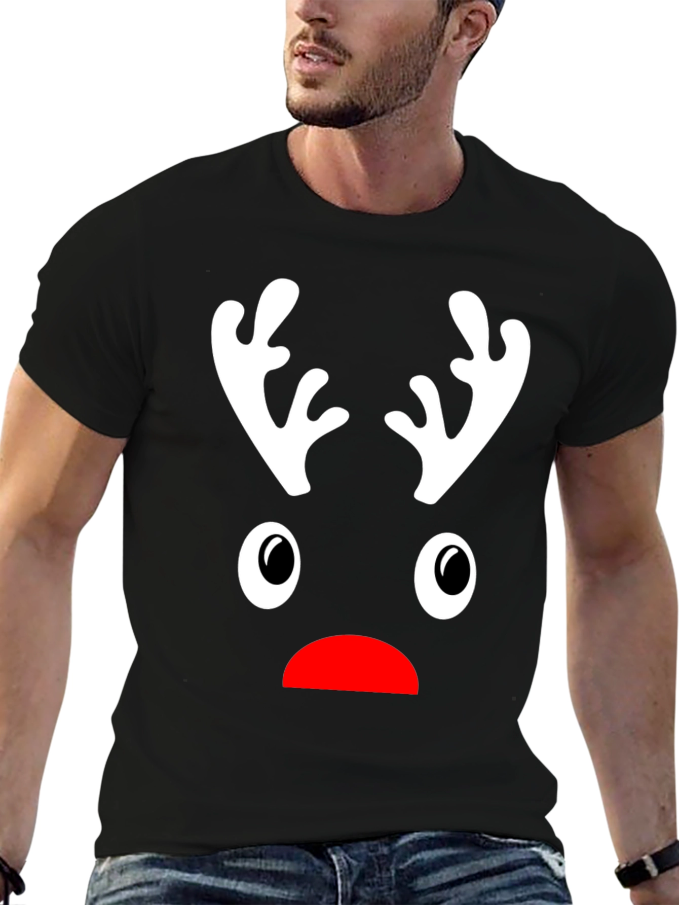 Funny Reindeer Face Christmas T-Shirt