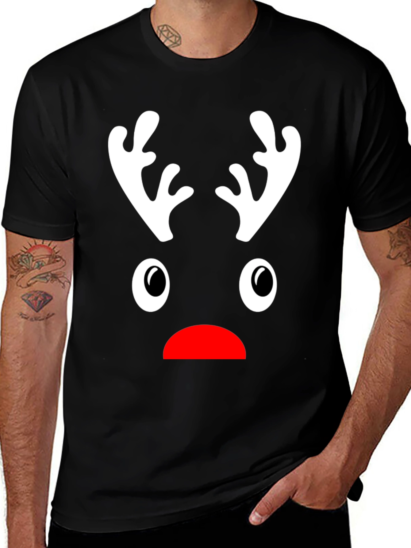 Funny Reindeer Face Christmas T-Shirt