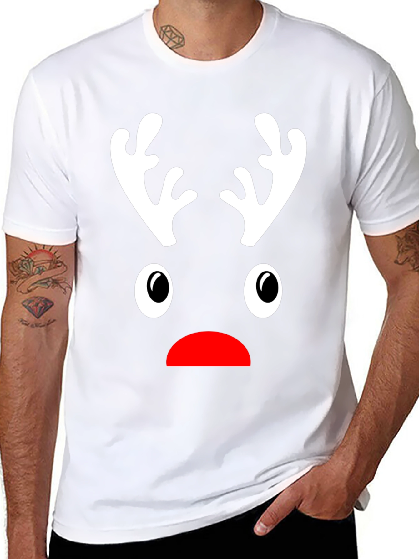 Funny Reindeer Face Christmas T-Shirt