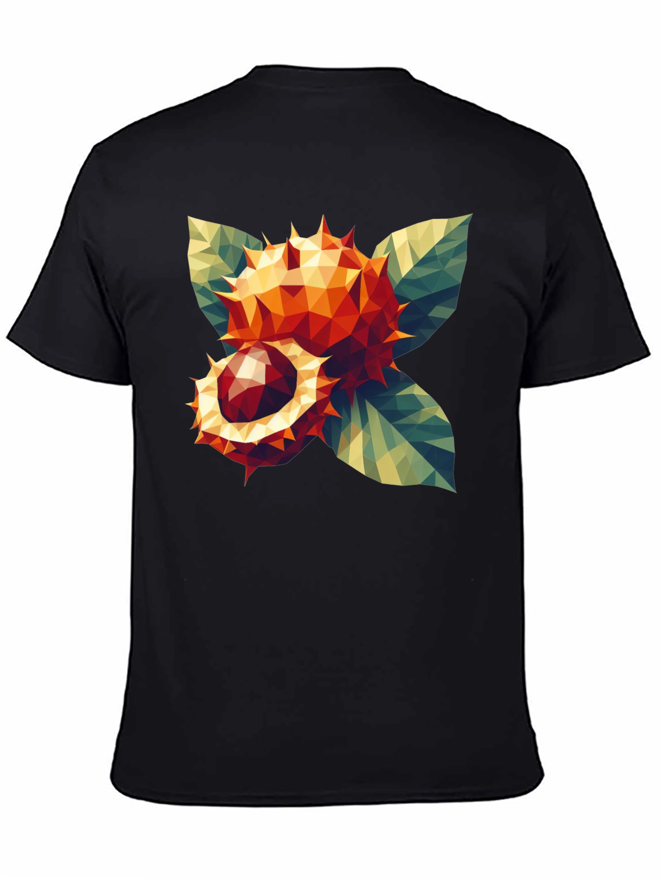 Geometric Chestnut Print Black T-Shirt