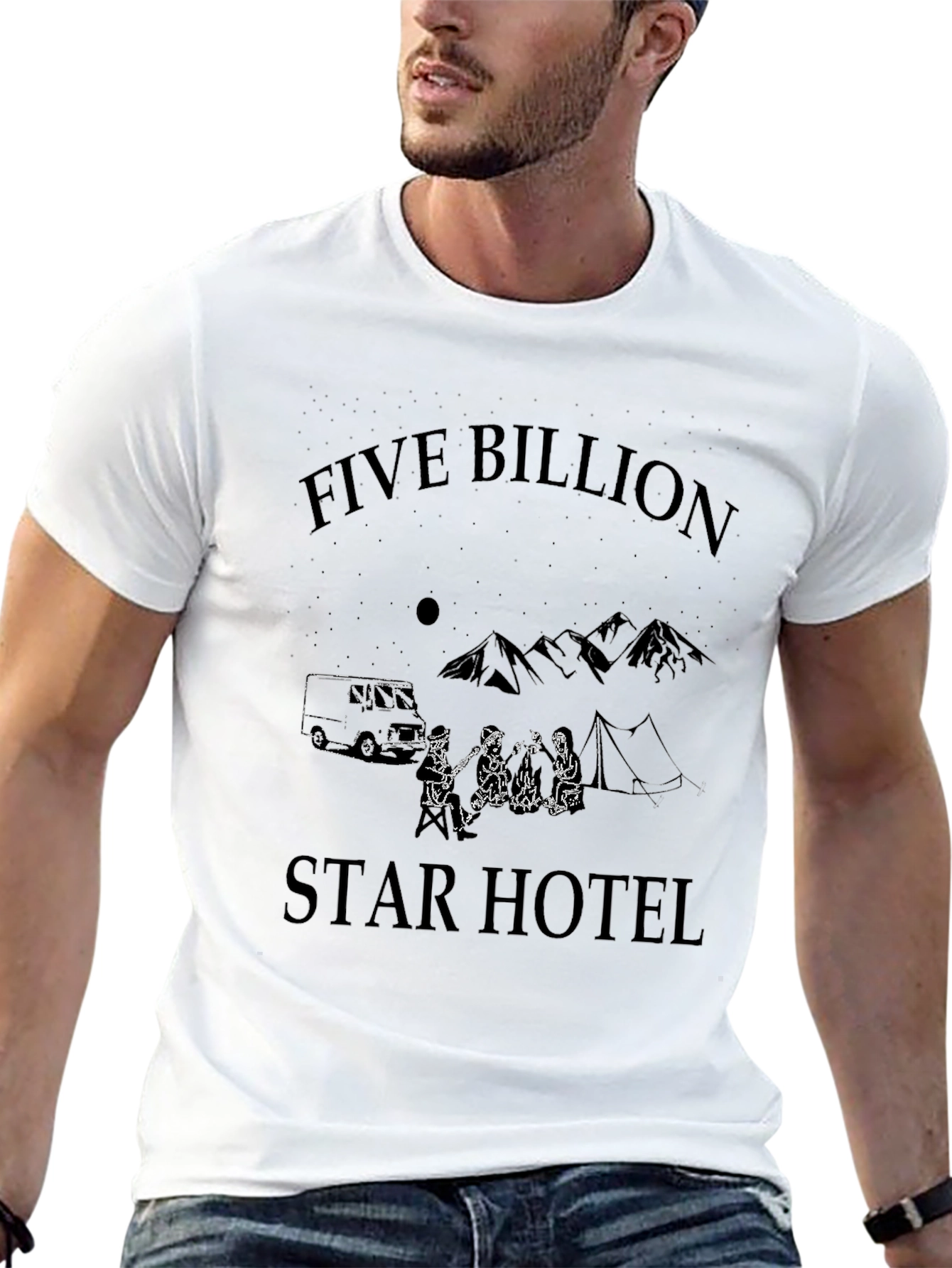 Five Billion Star Hotel Graphic Tee - Camping T-Shirt