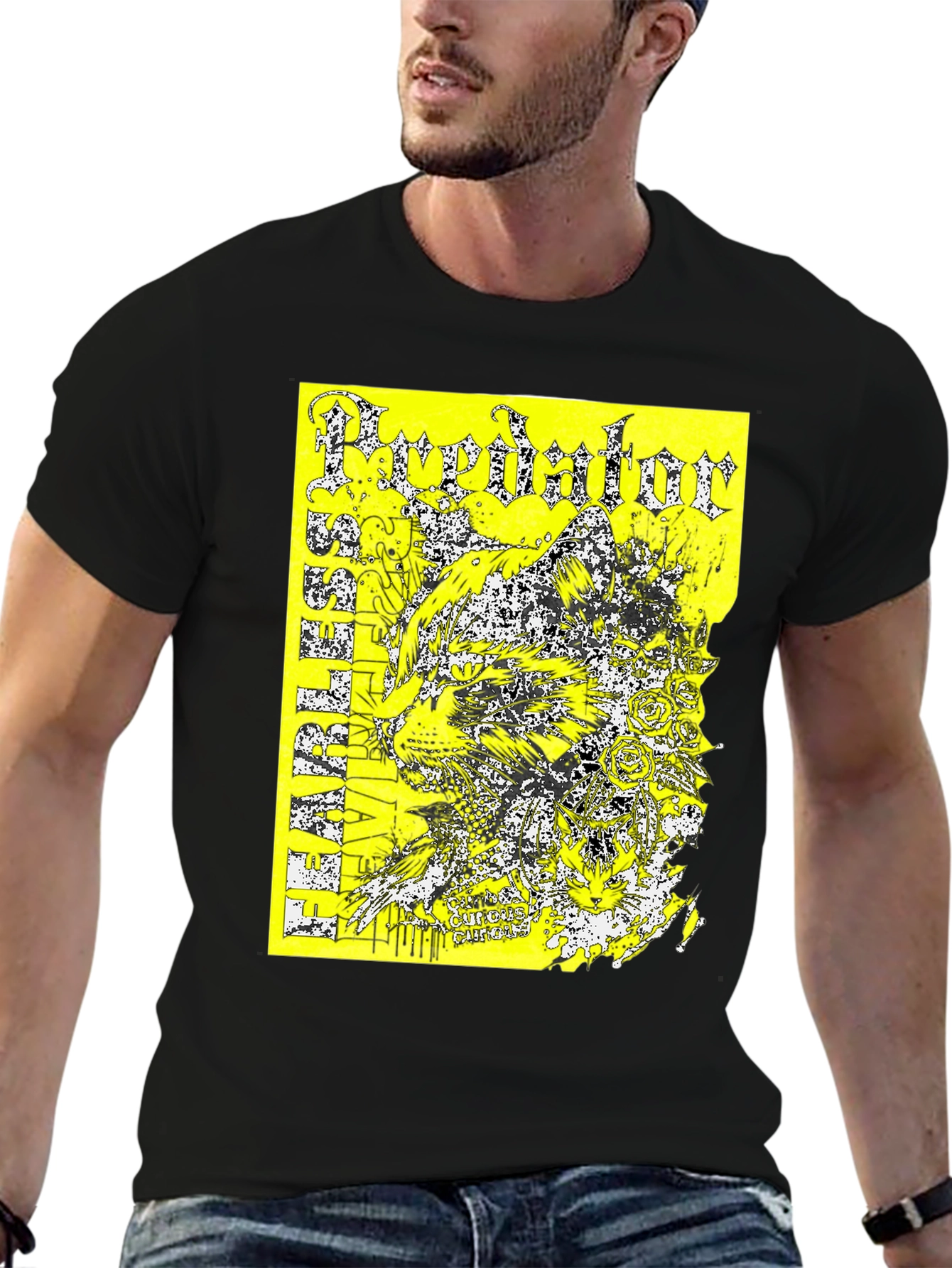 Predator Graphic Print T-Shirt - Black