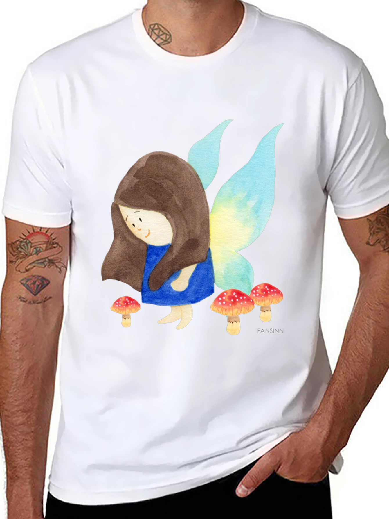 Fairy and Mushrooms Graphic T-Shirt