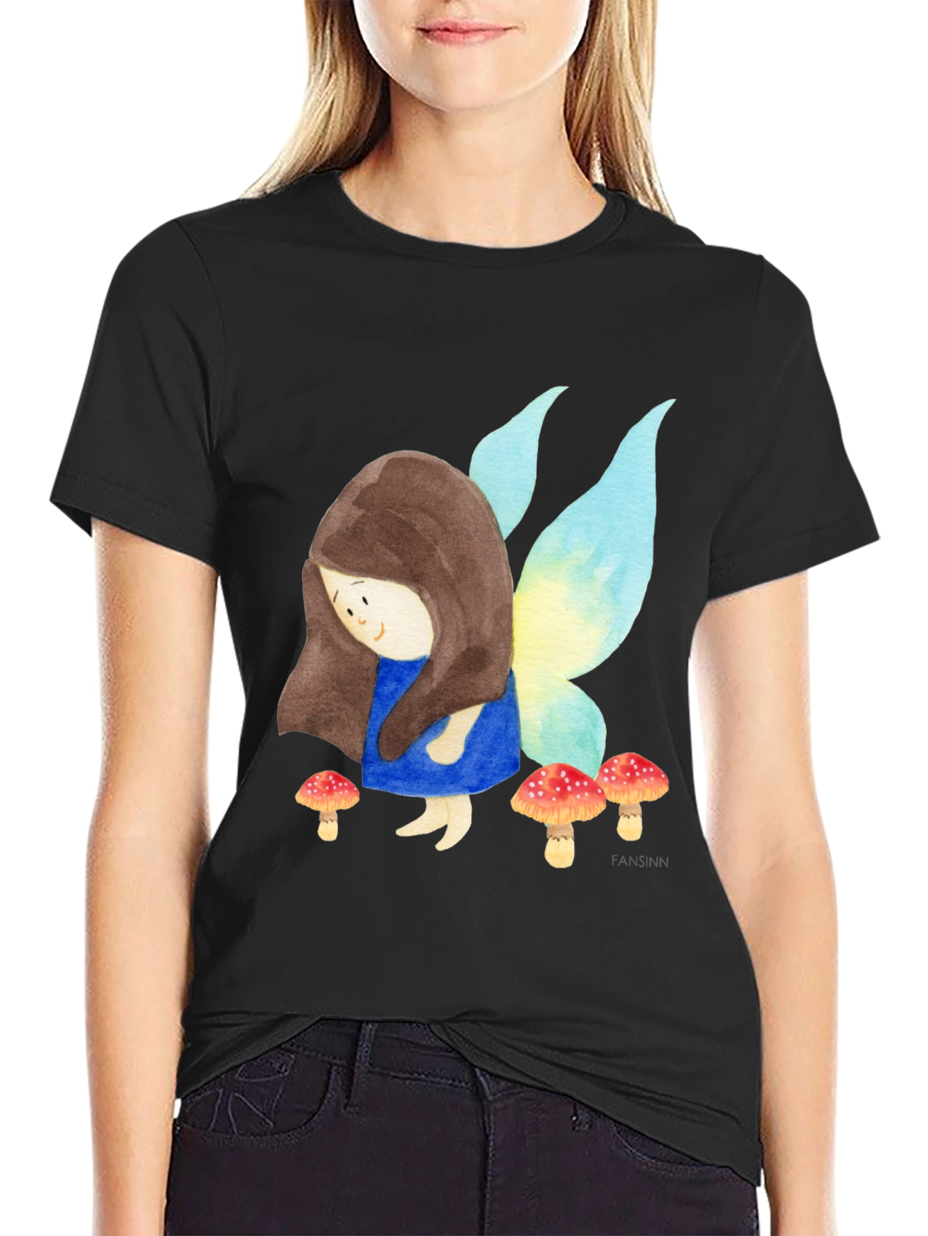 Fairy and Mushrooms Graphic T-Shirt